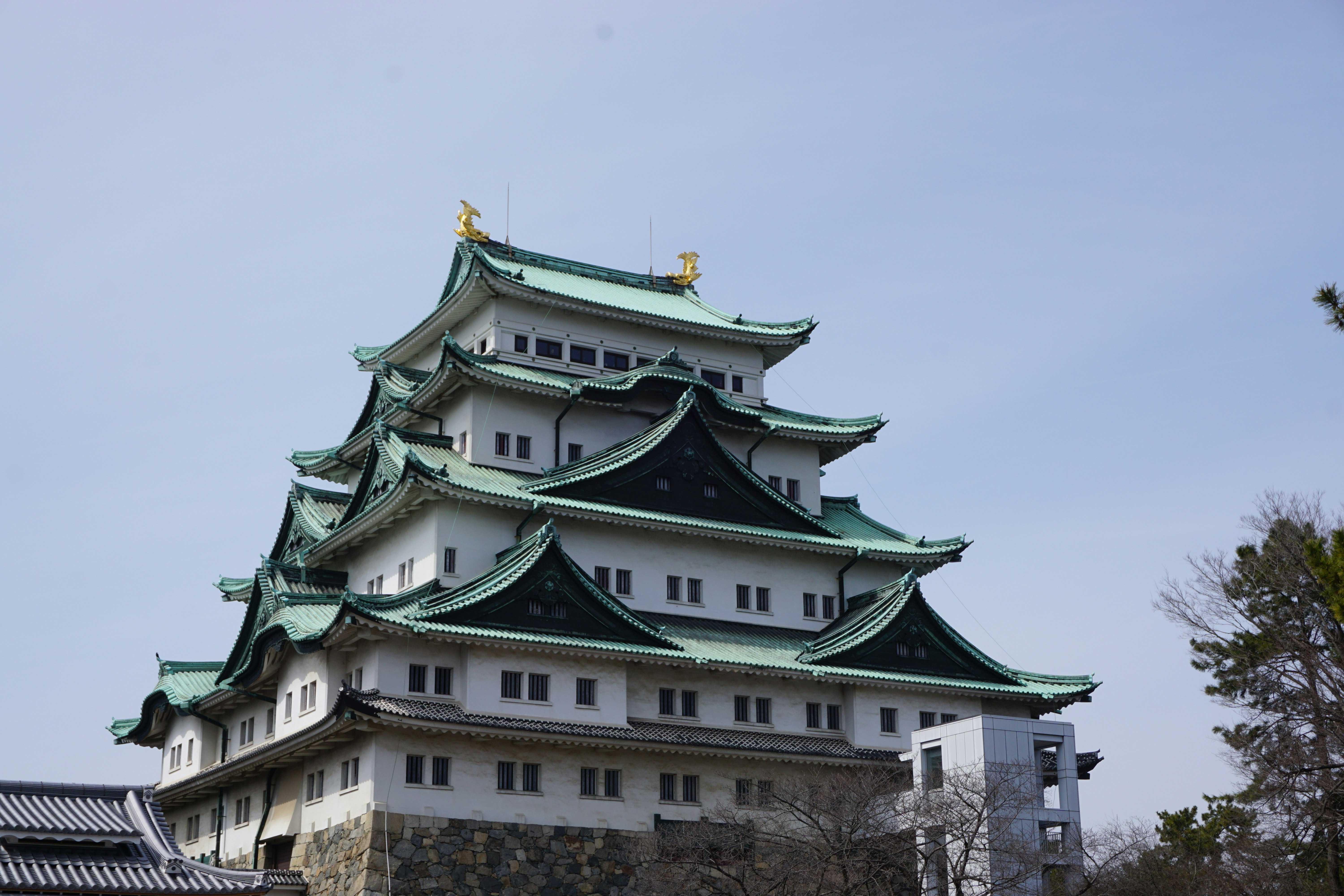 名古屋城の天守閣と瓦屋根の外観