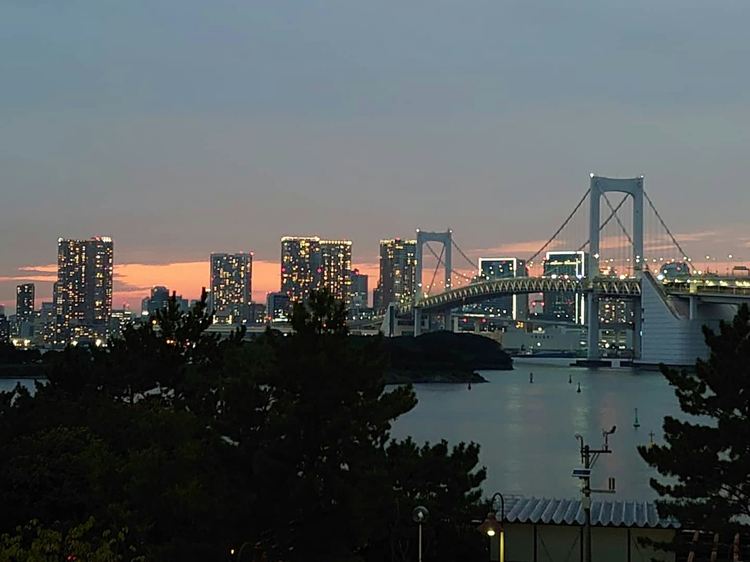 东京彩虹桥和美丽夜景的景观