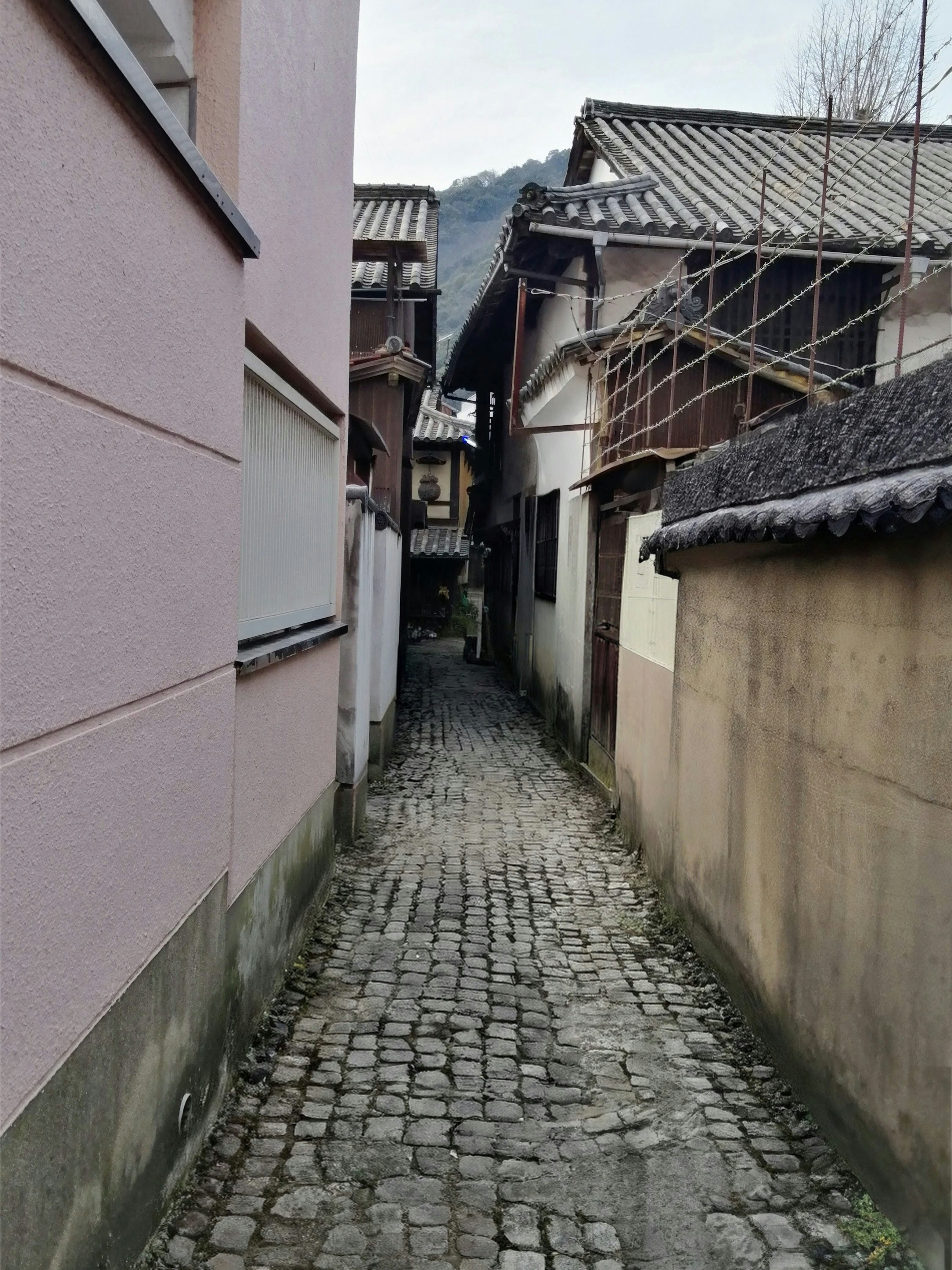 ตรอกปูหินกรวดกับบ้านเรือนแบบดั้งเดิม