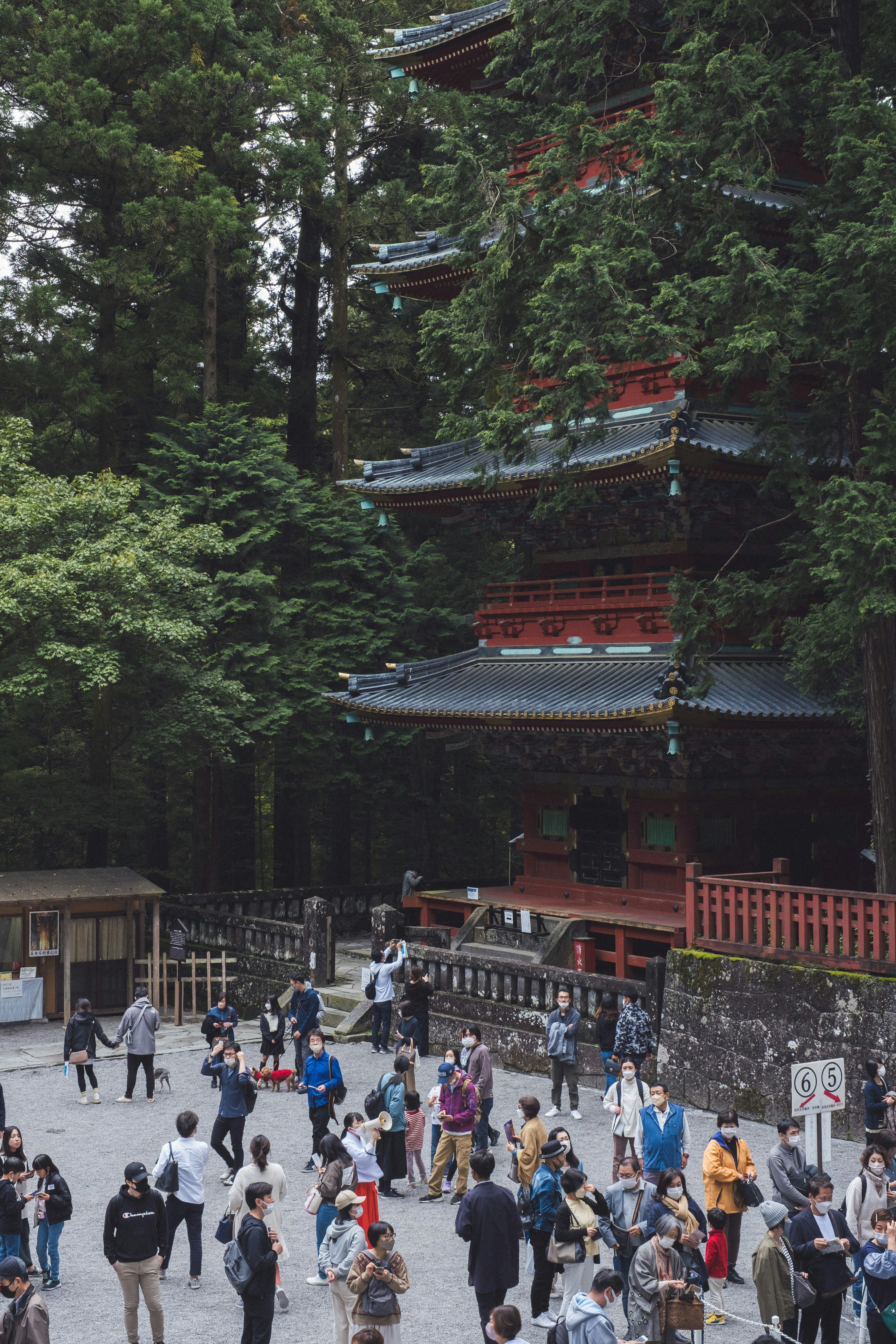 日照（栃木）神社台階與遊客步行的參道