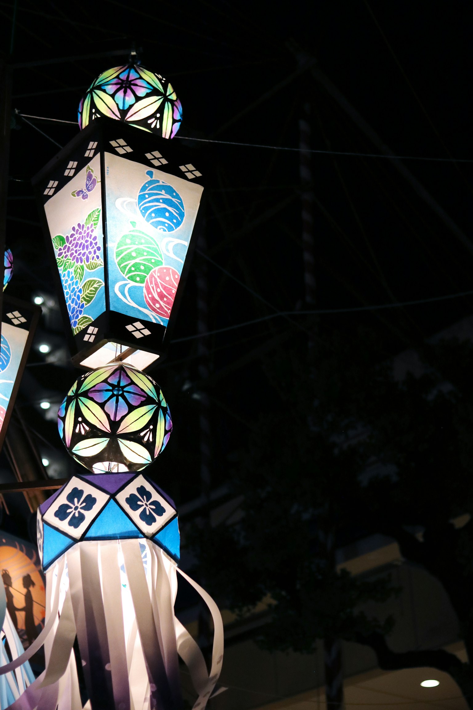 Colorful lantern display for a night festival