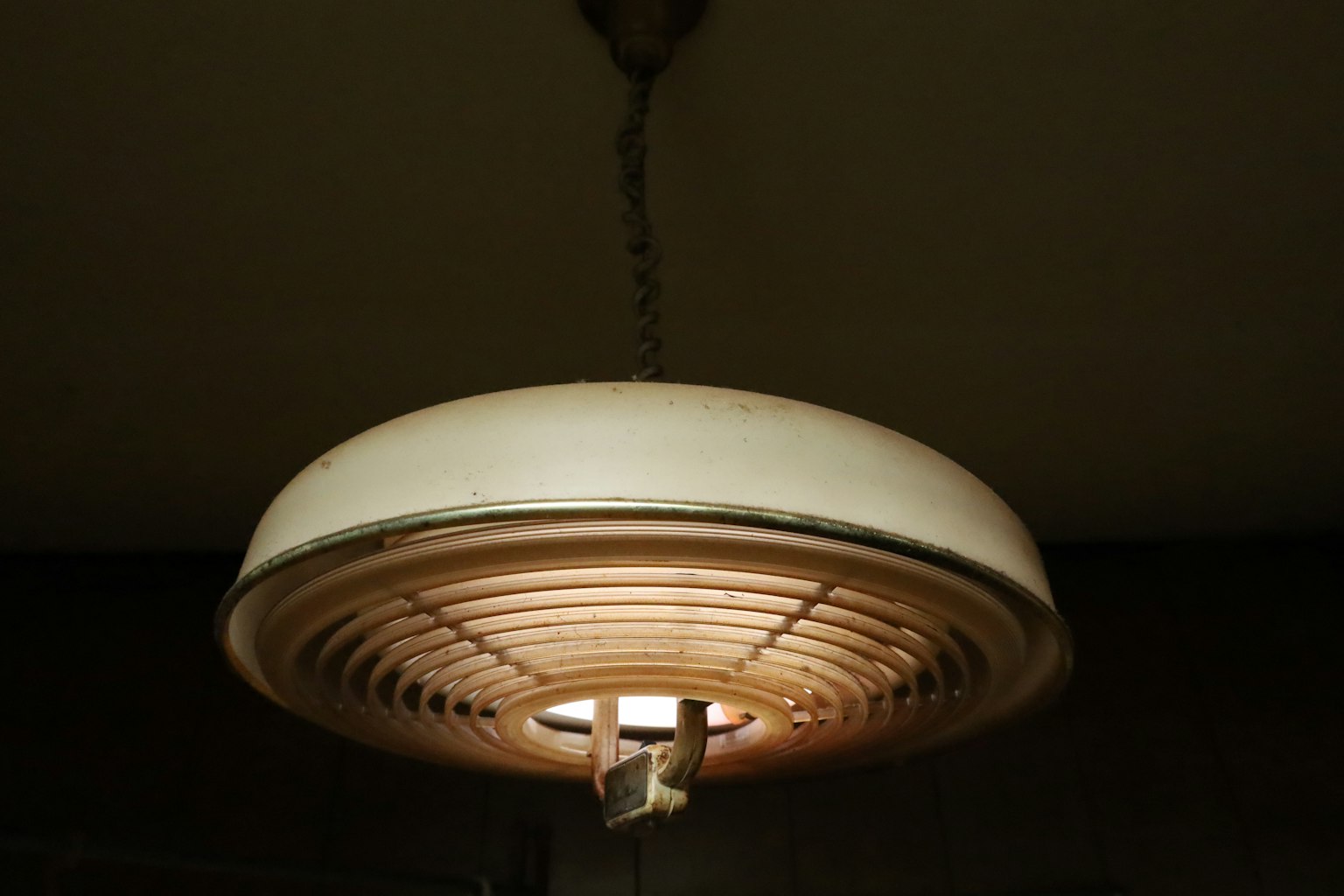 Retro-Deckenlampe mit Holzschirm