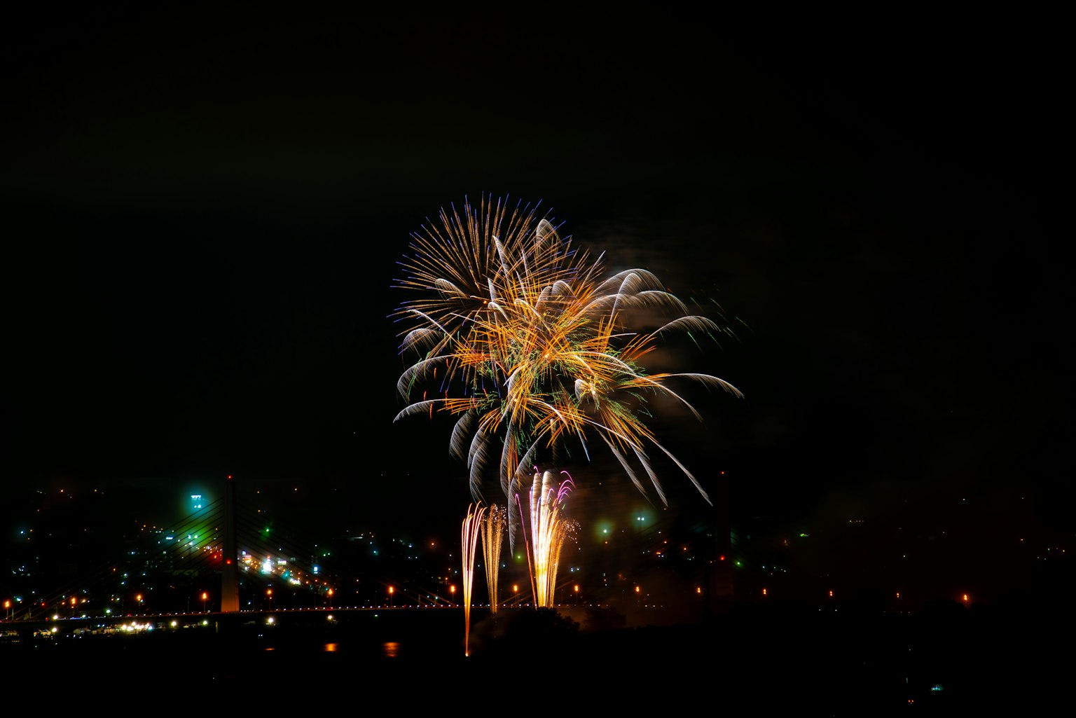 Beautiful fireworks display lighting up the night sky