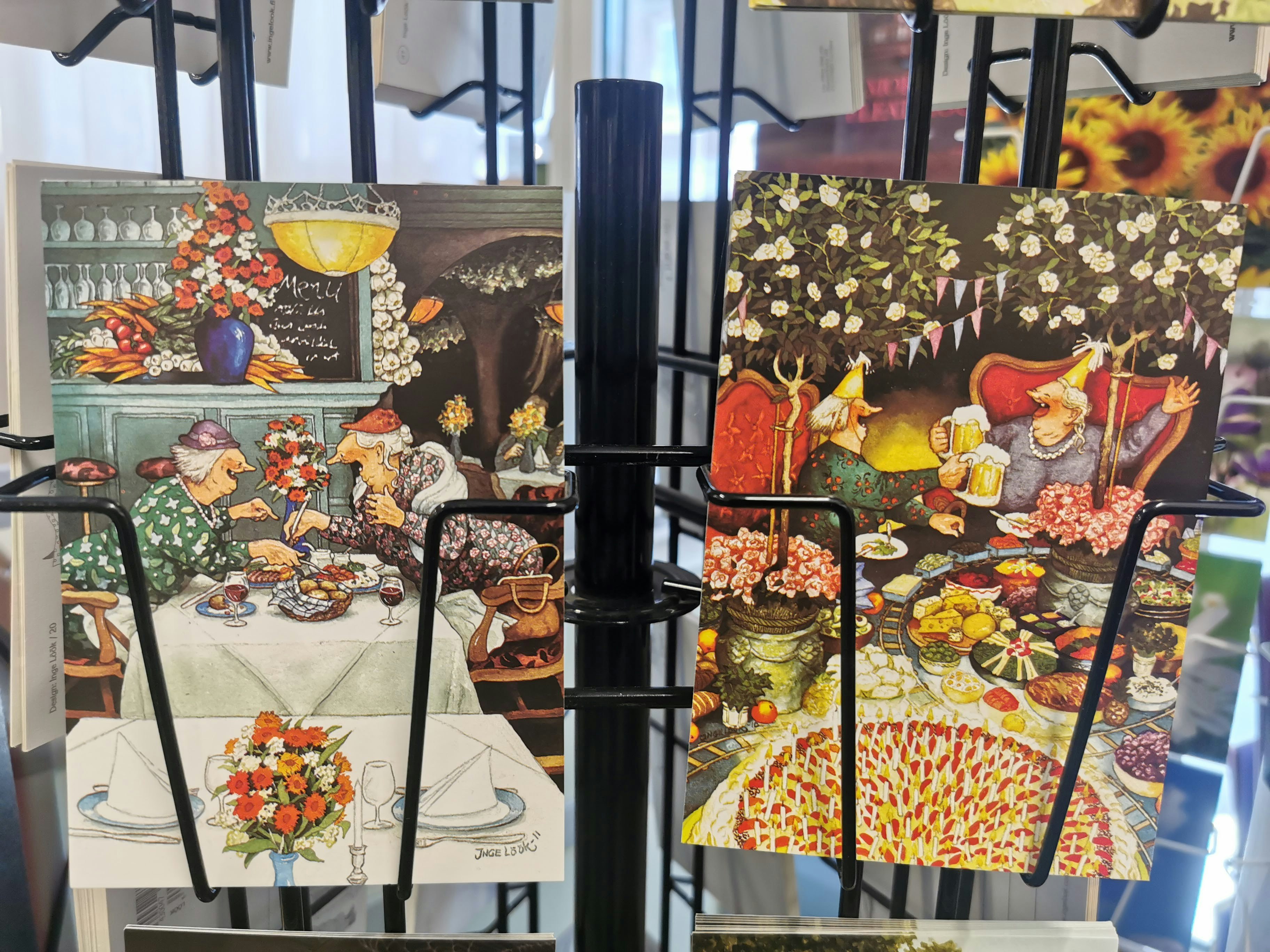 咖啡馆风格餐桌装饰，插画盘子与水果