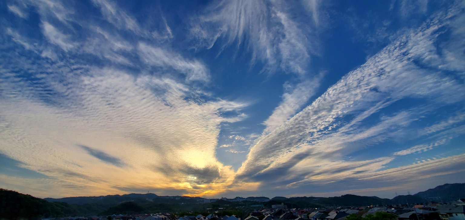 Beautiful sunset sky with cloud patterns