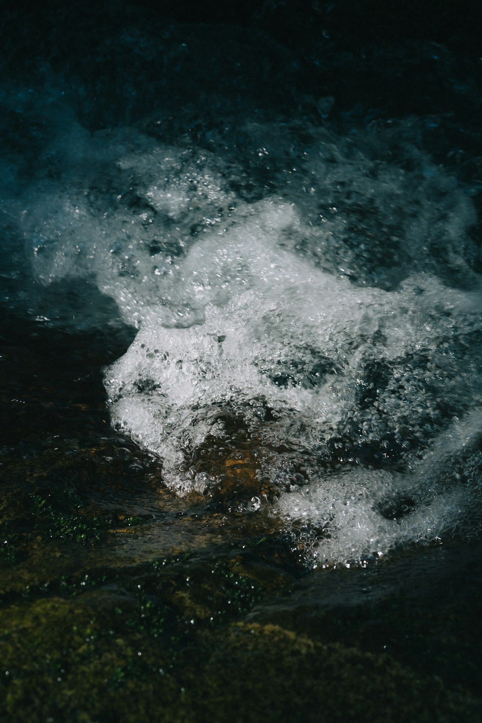 Close-up of bubbles floating on the water surface