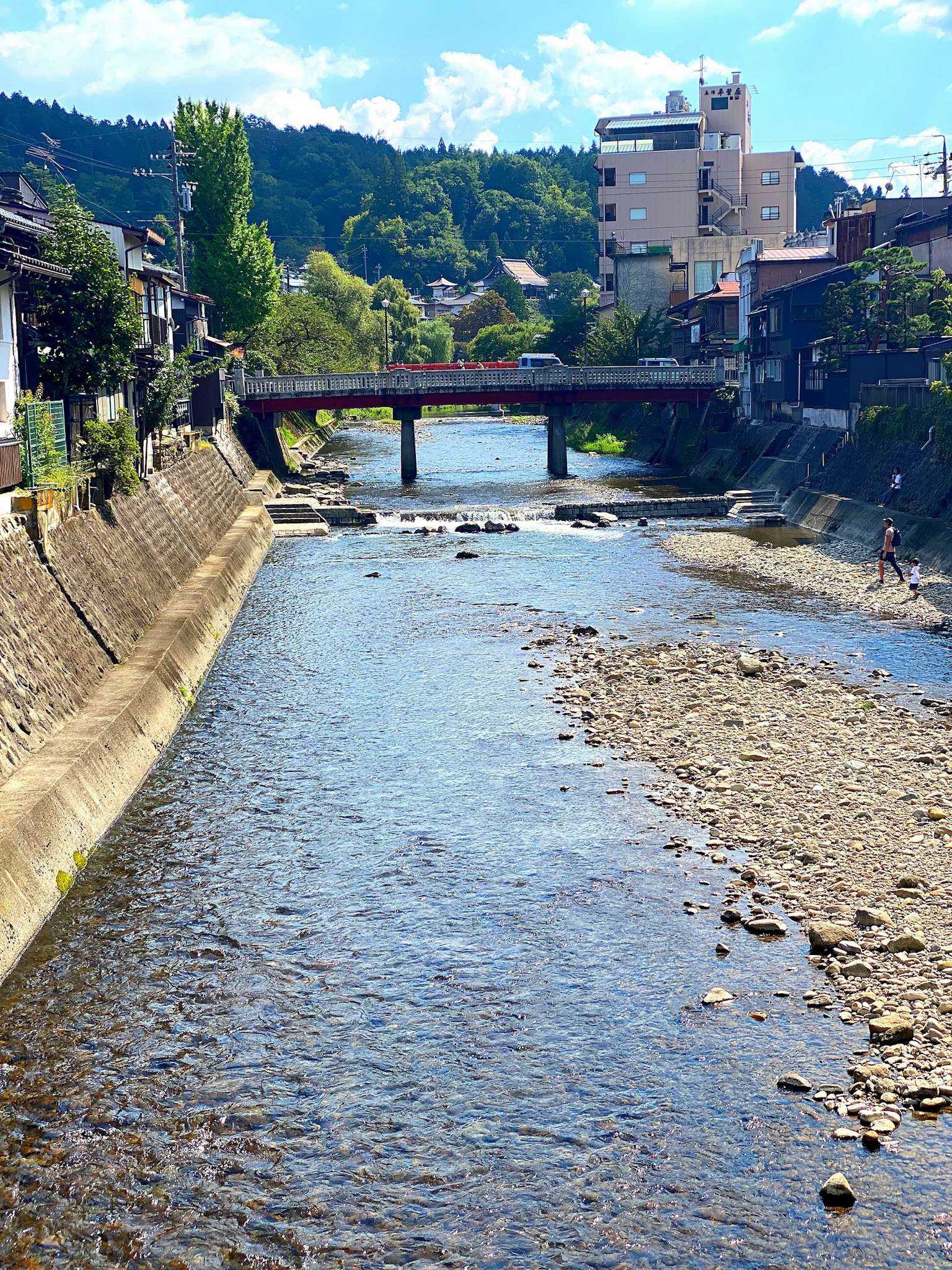 Scenic view of a river with a bridge and buildings
