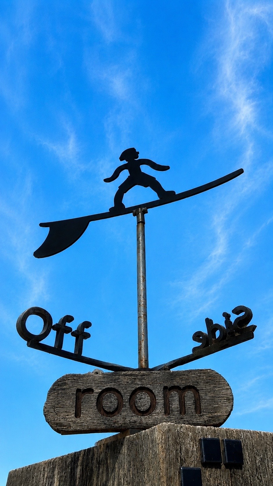 藍天背景下寫著「Off」和「Room」的路牌圖片