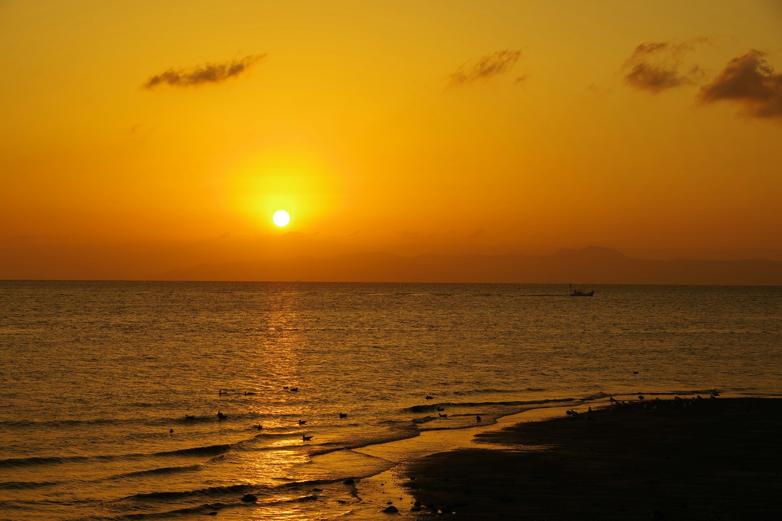Bellissimo tramonto sull'oceano