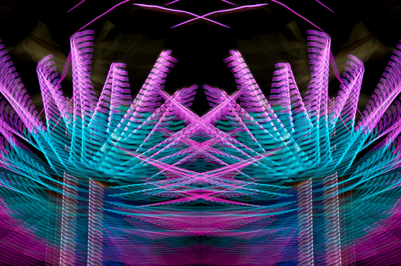 Abstract design featuring overlapping colorful light waves