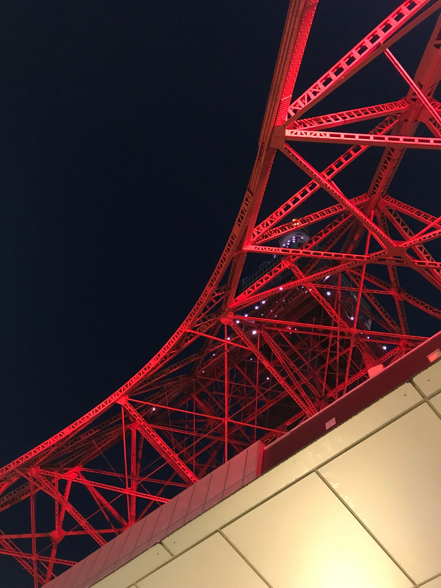 Tokyo Tower red steel lattice against the night sky