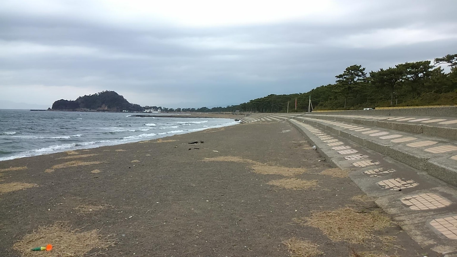 海岸景观，阴天和沙滩