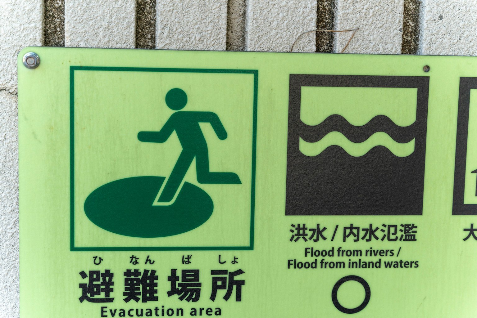 綠色疏散區域標誌帶有行走的人圖標