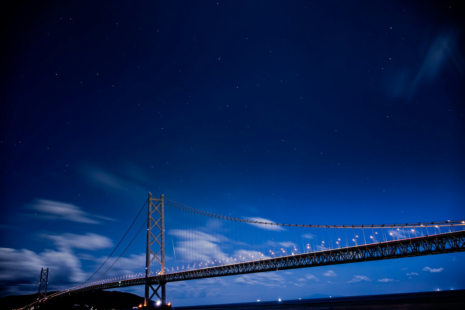 星空下橋的美麗夜景
