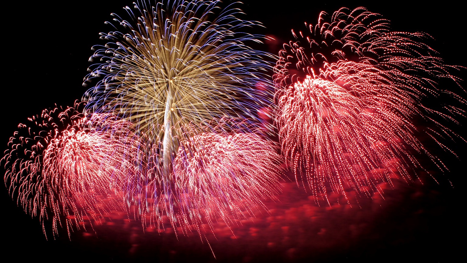 Des feux d'artifice colorés éclatant dans le ciel nocturne