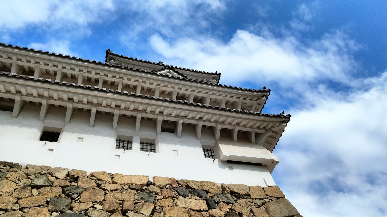 Beautiful contrast of a white castle against a blue sky