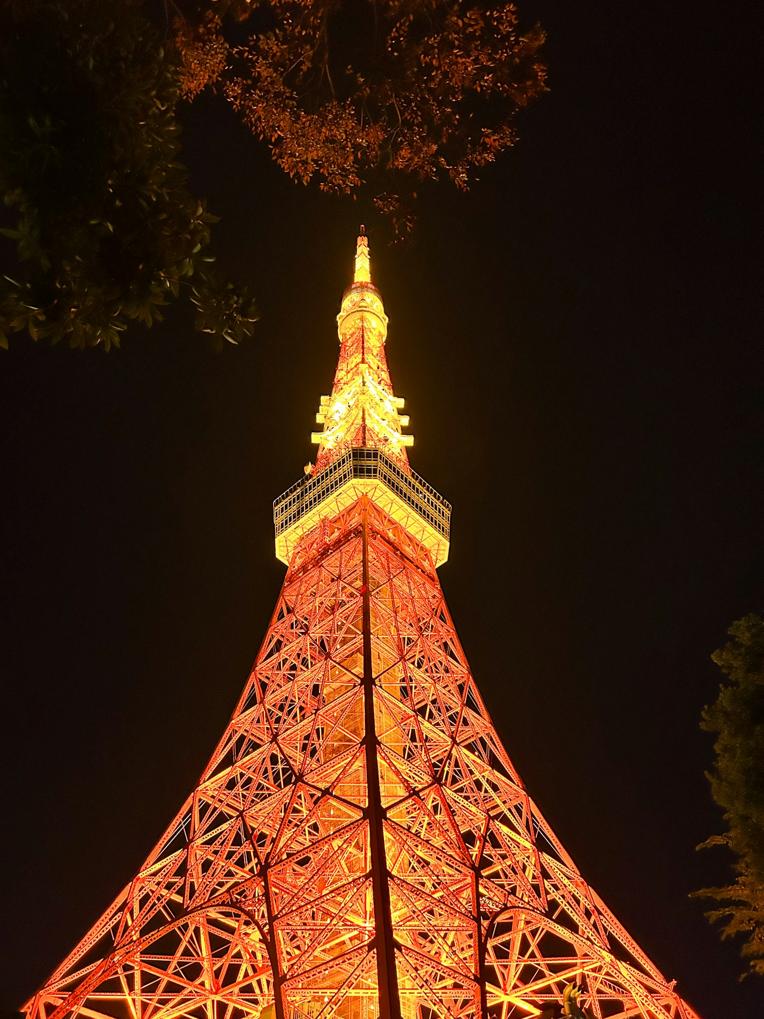 Torre di Tokyo di notte illuminata di arancione