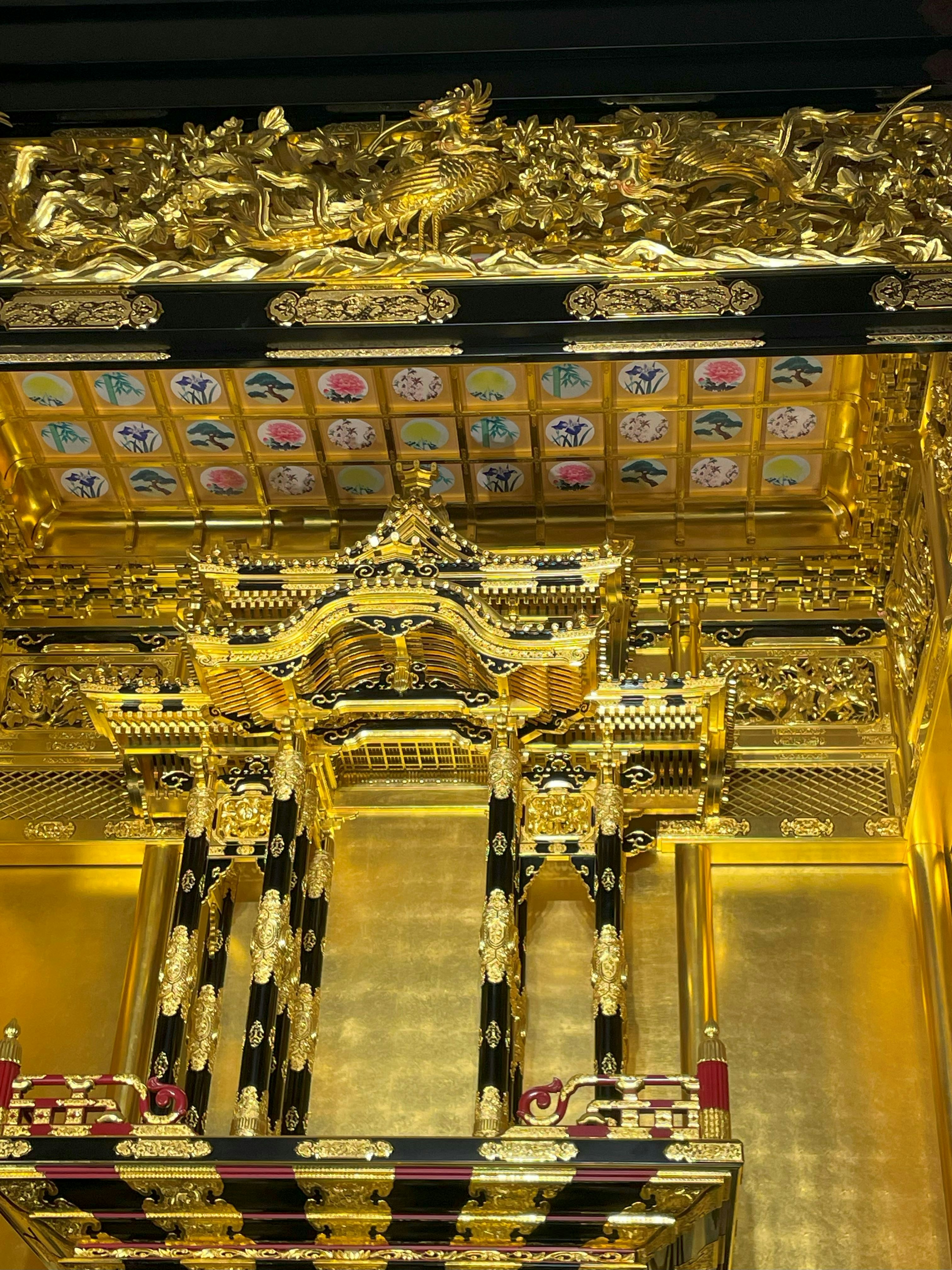 ornate golden temple interior with intricate carvings