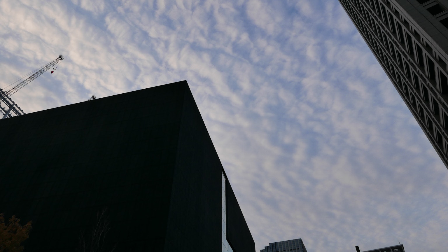 Paisaje urbano con edificios altos y un cielo nublado