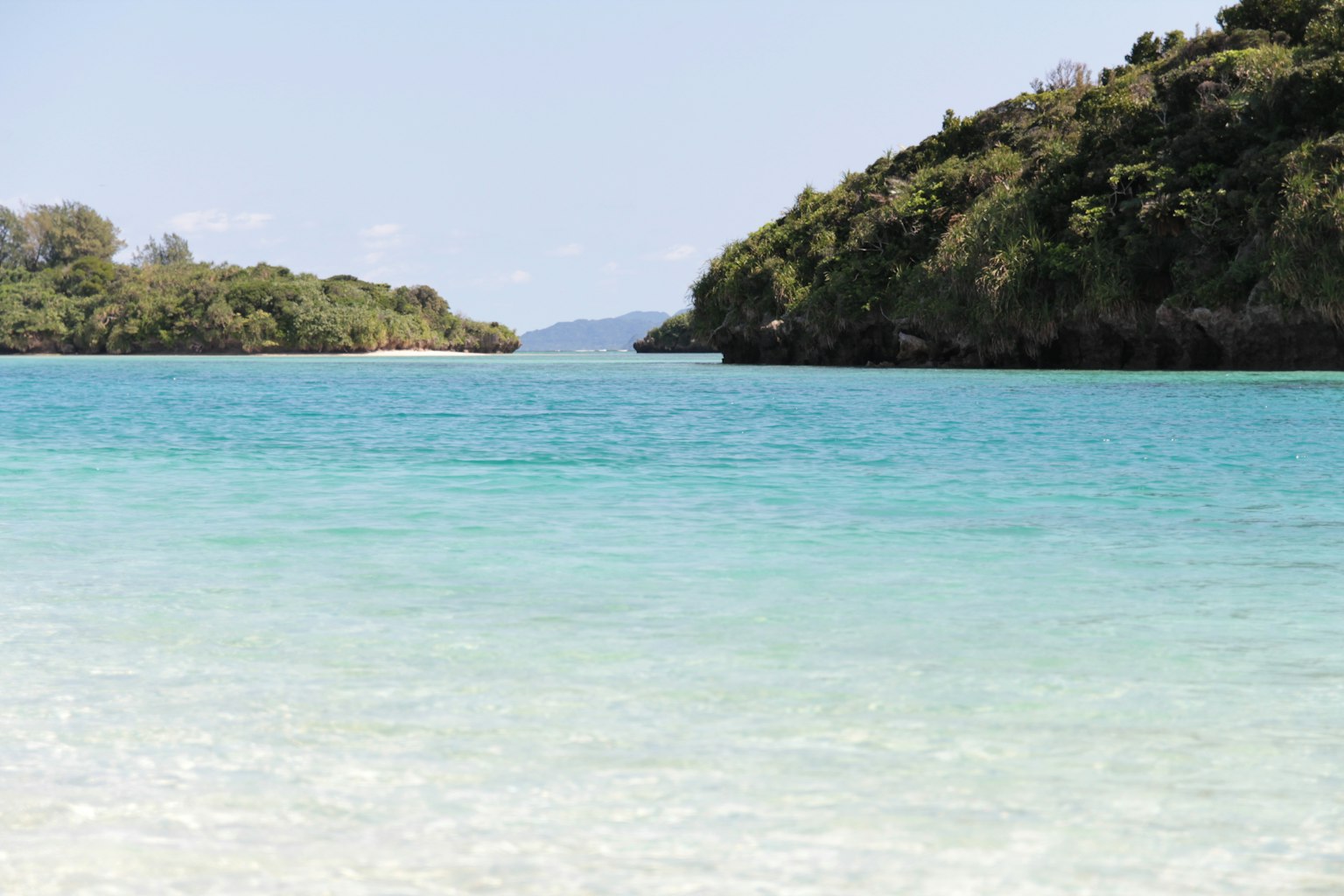 Bellissimo paesaggio con mare blu e colline verdi