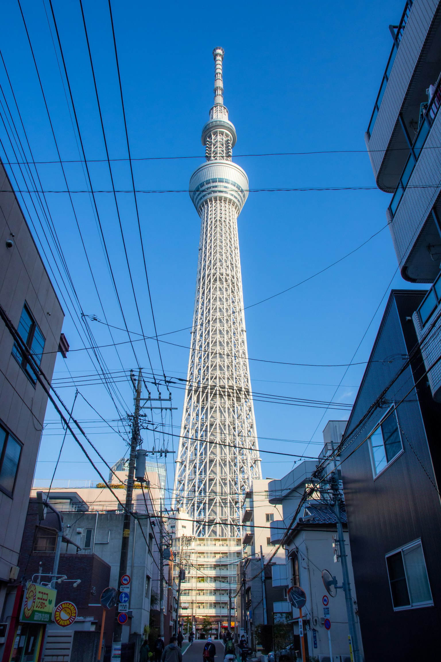 Tokyo Skytree towering under a clear blue sky