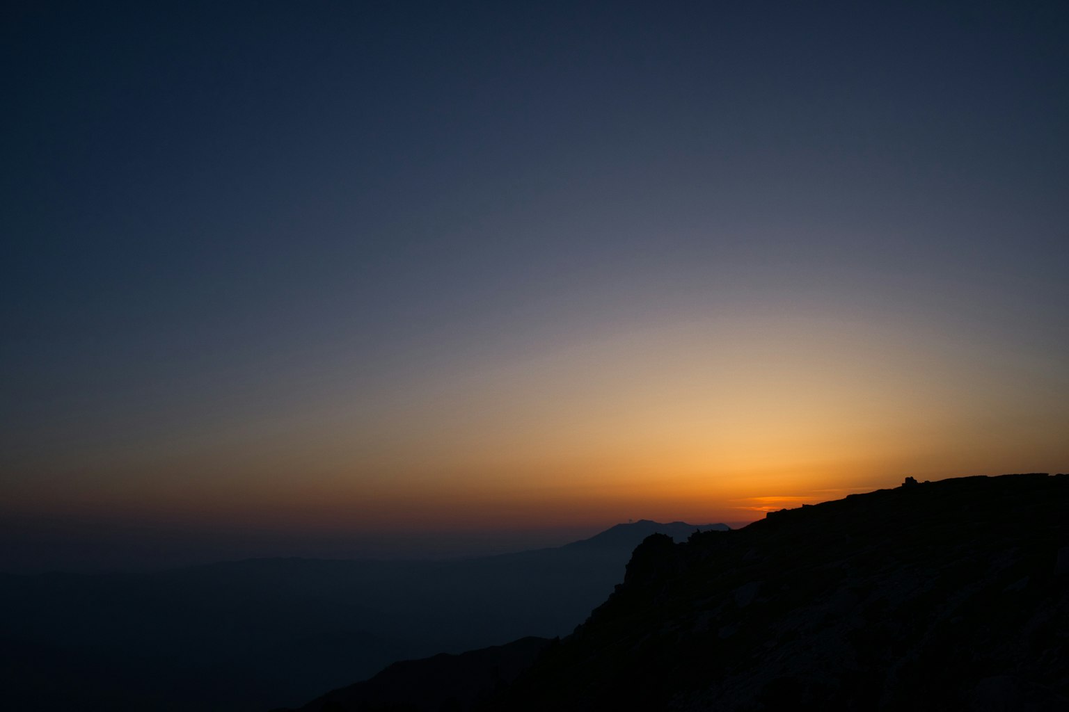 Silhouette of mountains against a beautiful sunset sky