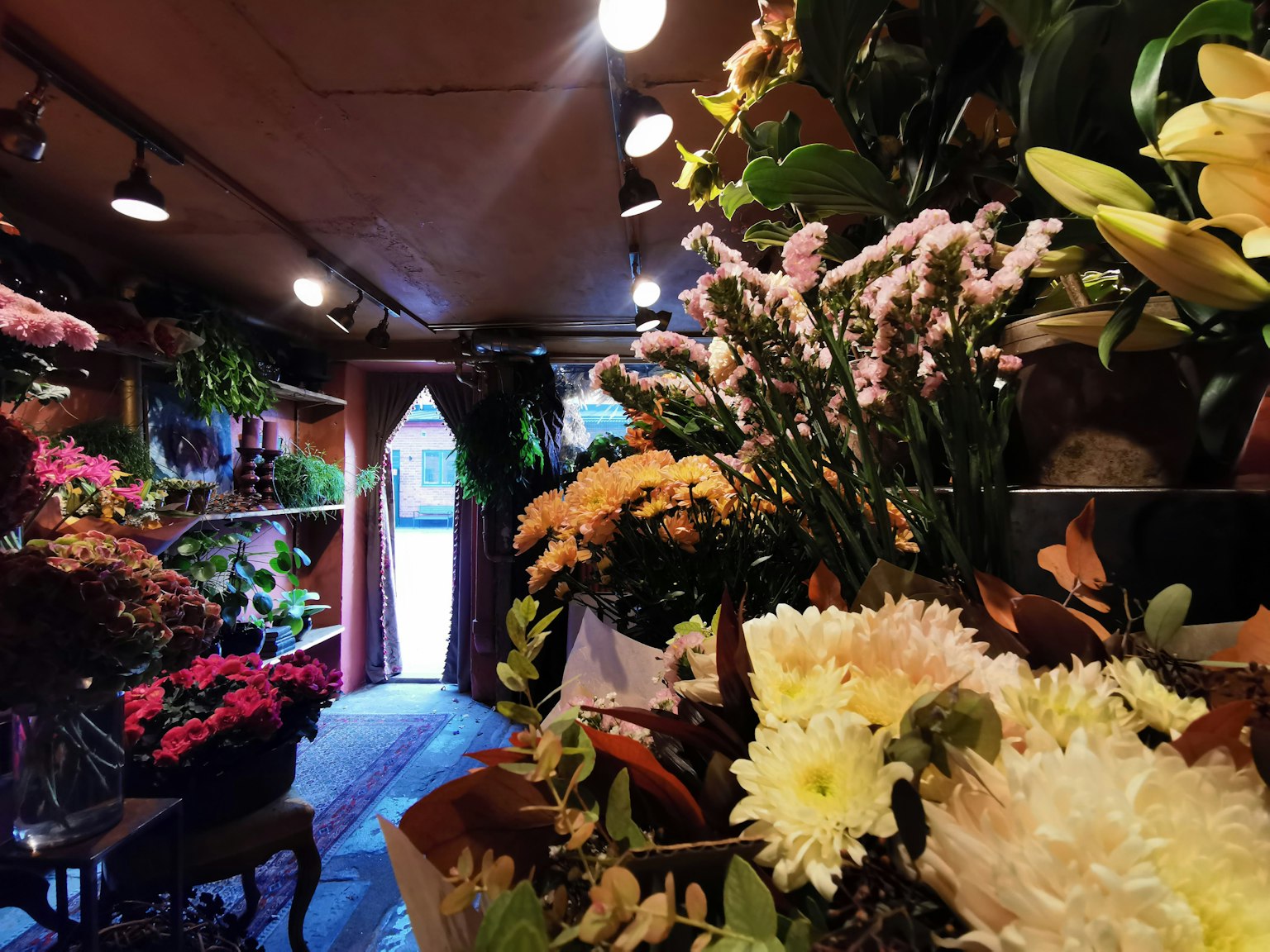 花店內部充滿色彩斑斕的花卉