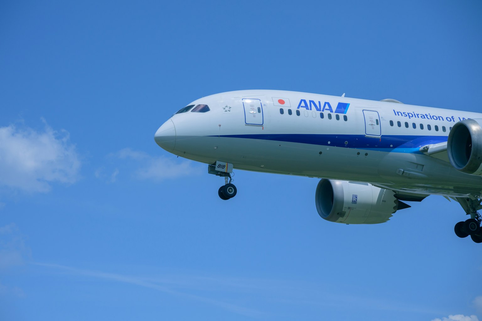 Avion de passagers ANA volant contre un ciel bleu