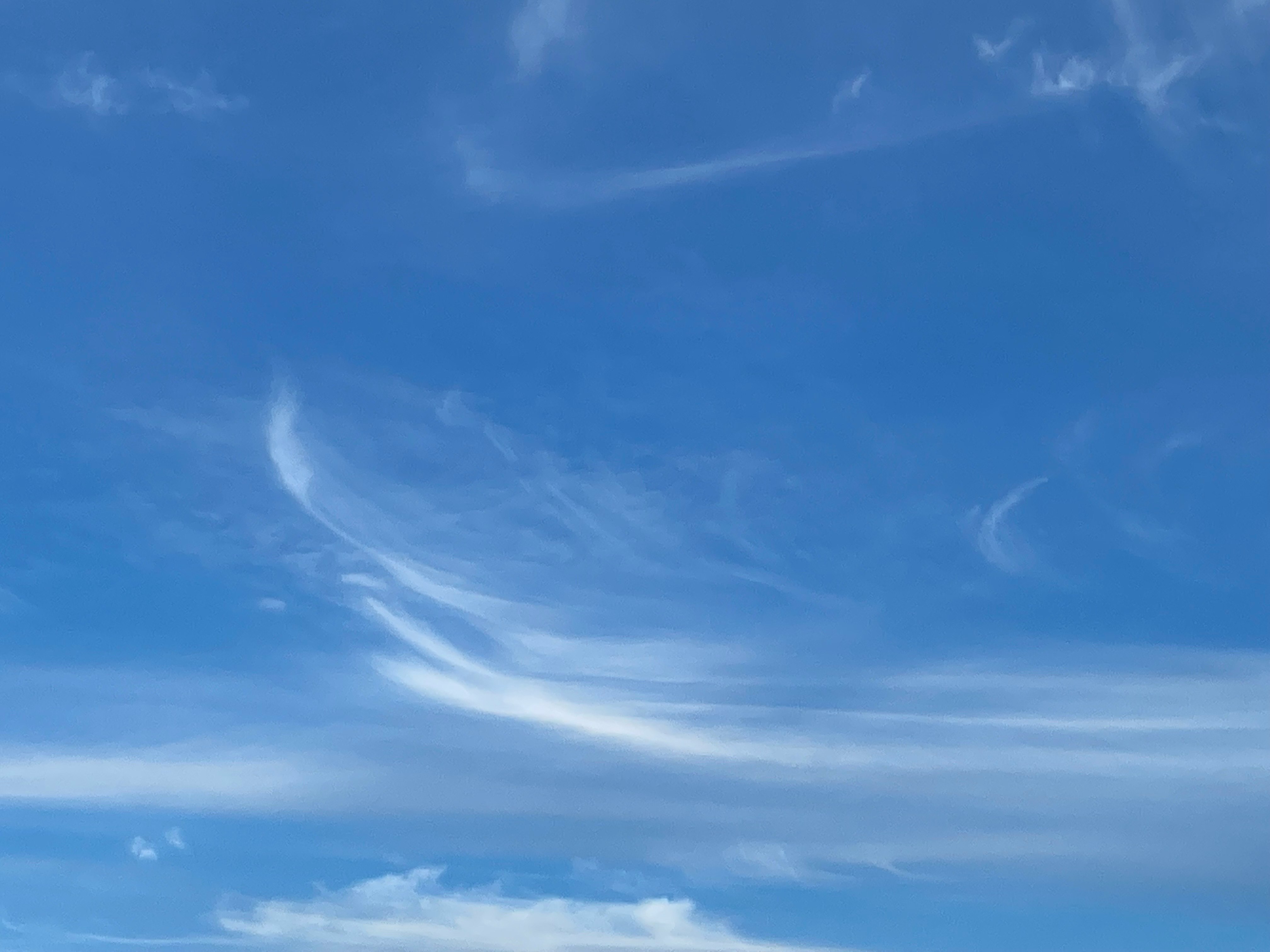 青空に広がる雲の流れのある空の風景