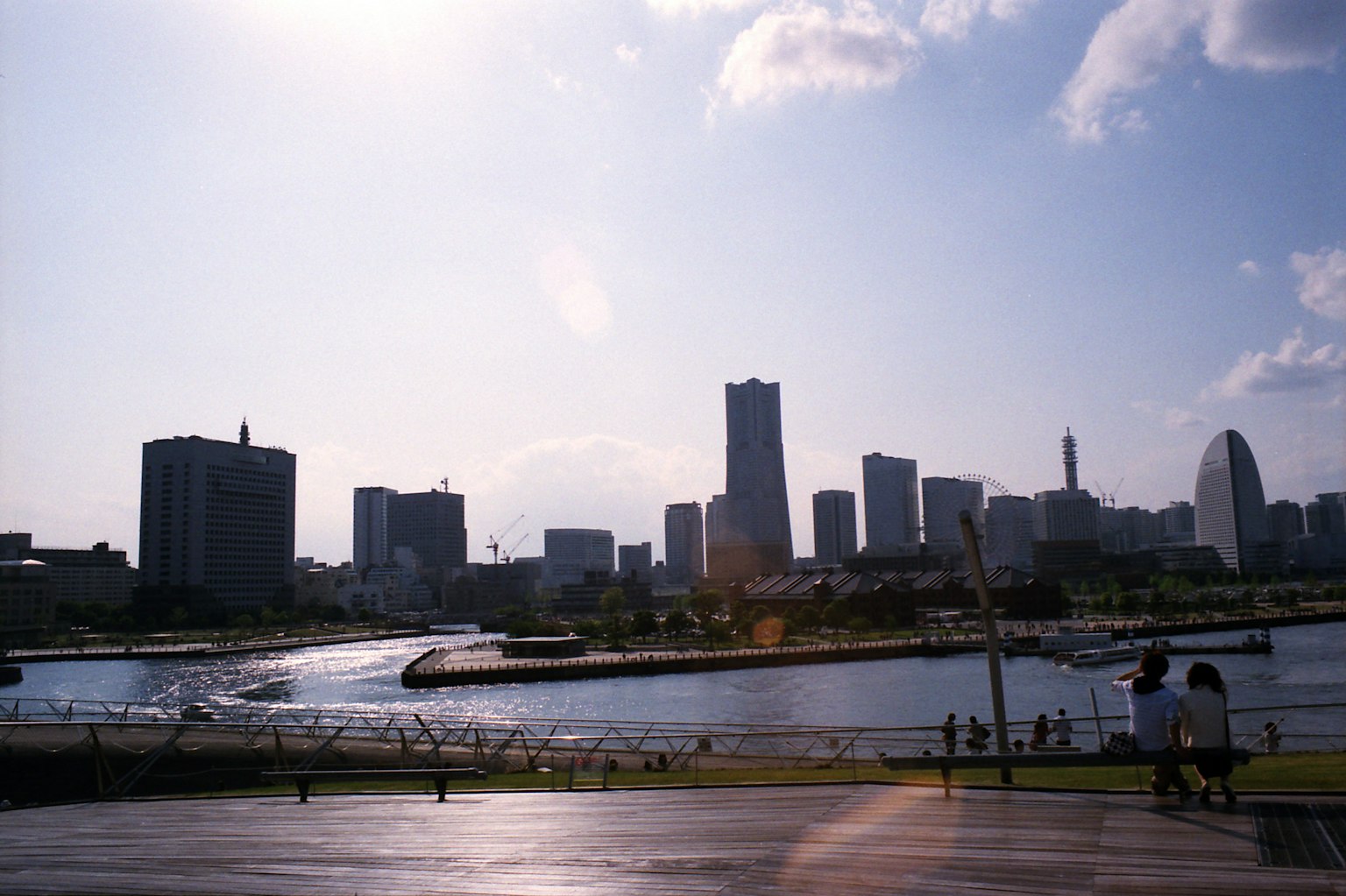 City skyline and river view under a clear sky