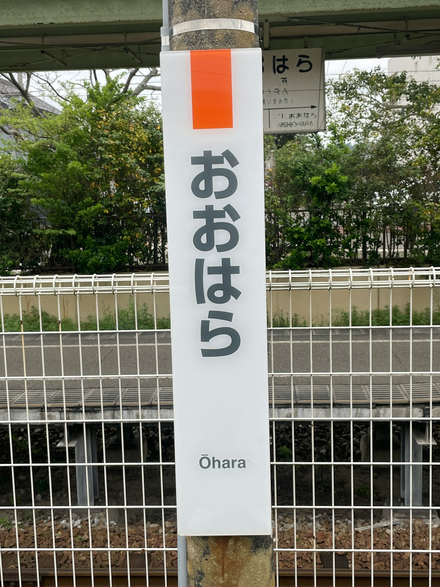 Tanda untuk Stasiun Ohara ditampilkan