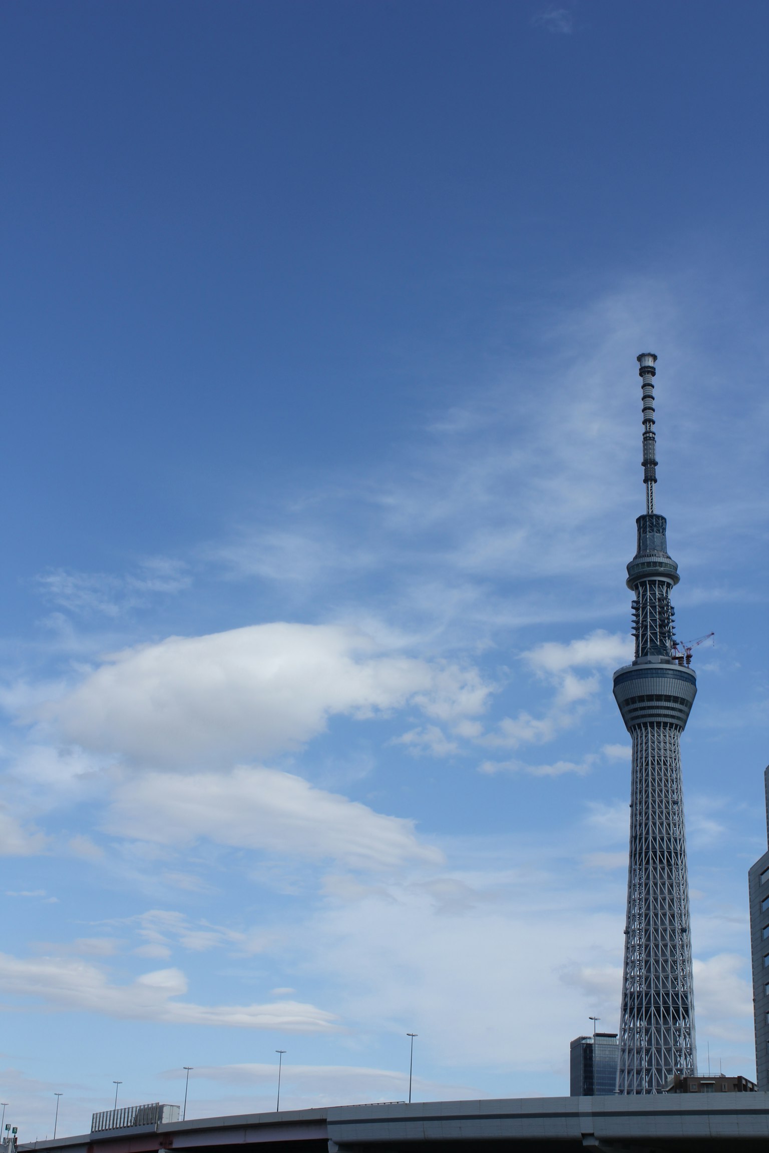 Tokyo Skytree che svetta sotto un cielo blu