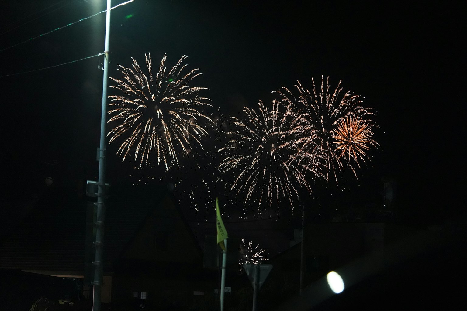 Colorful fireworks display lighting up the night sky