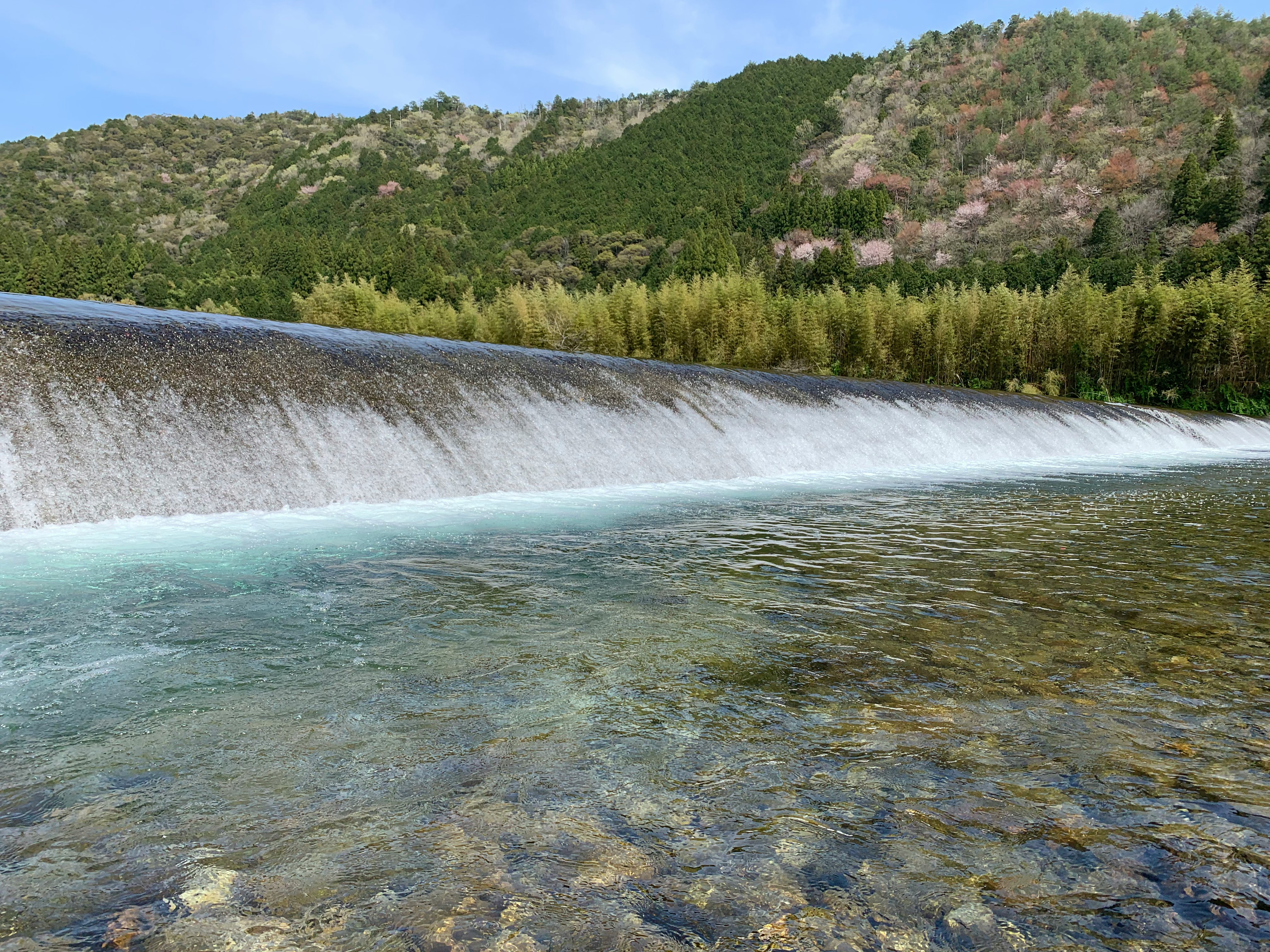Beautiful flowing water with a clear riverbed