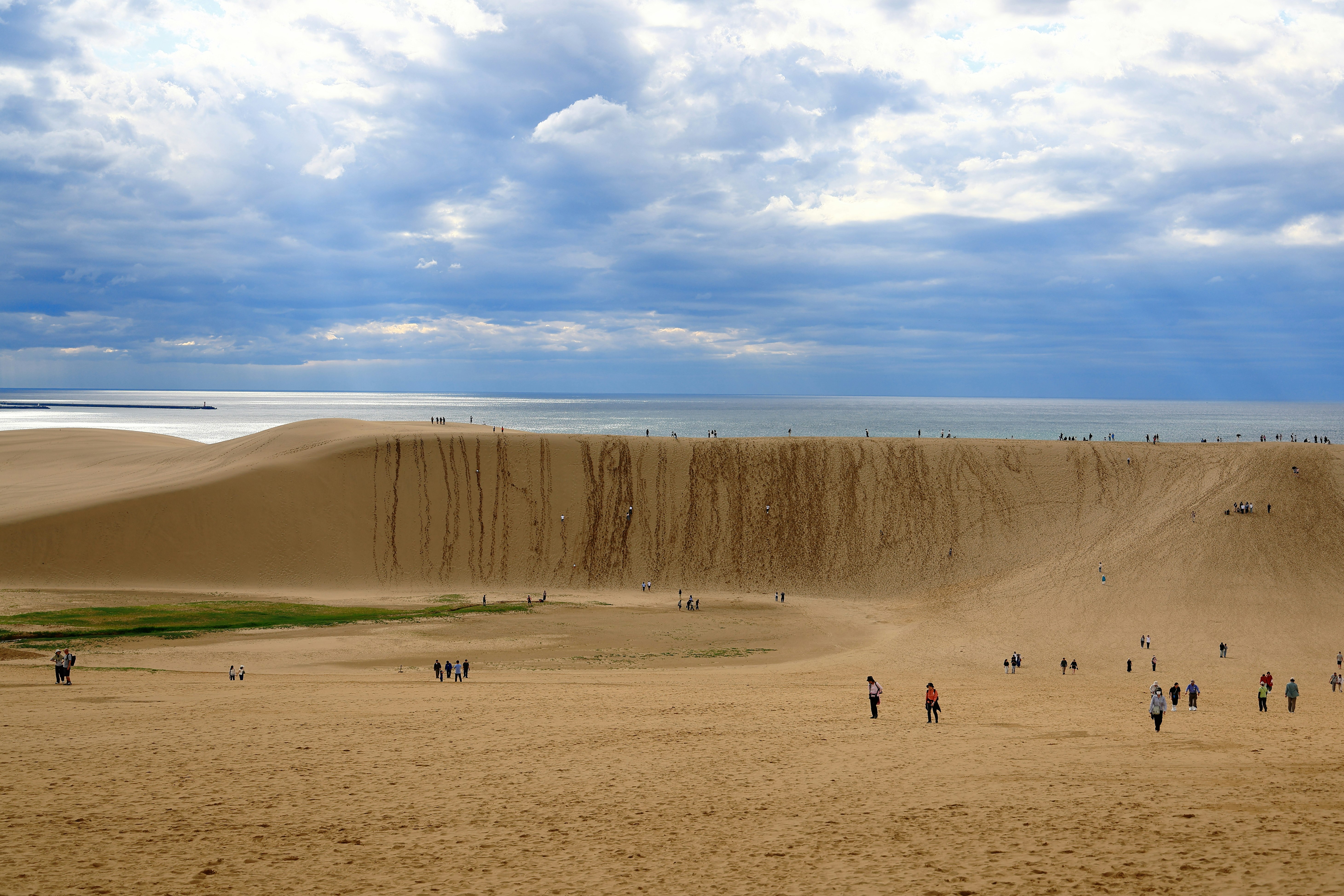 Đồi cát Tottori Sand Dunes “lưng ngựa” và đường bờ biển nhìn ra biển