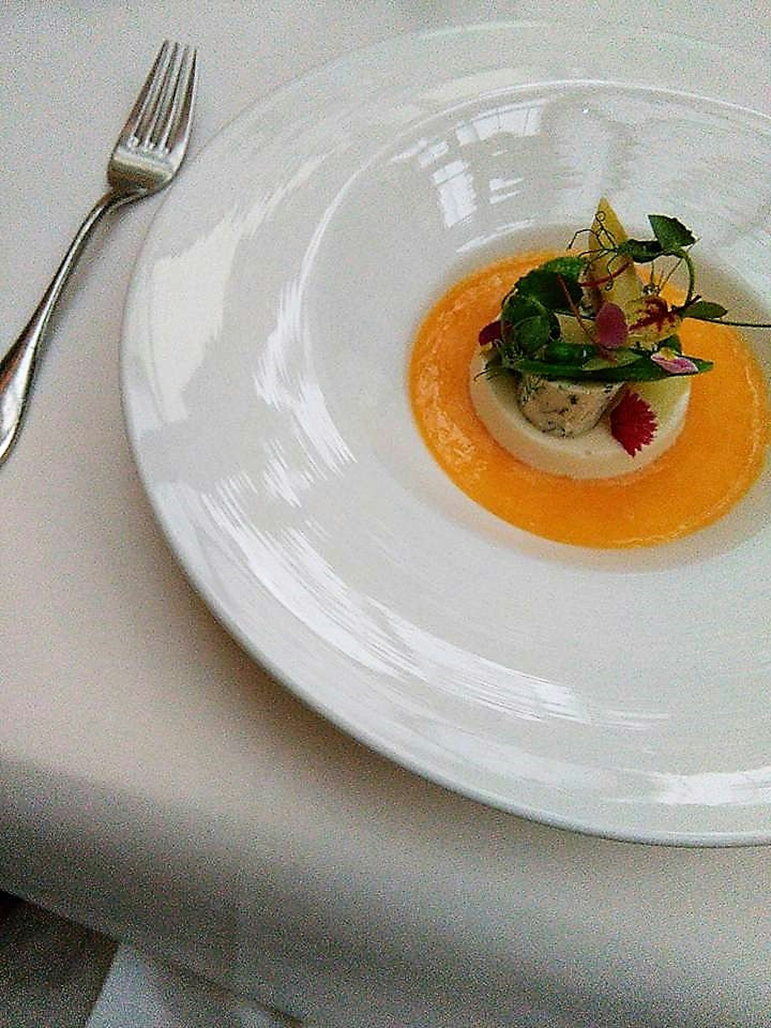 Piatto bello con insalata e salsa d'arancia