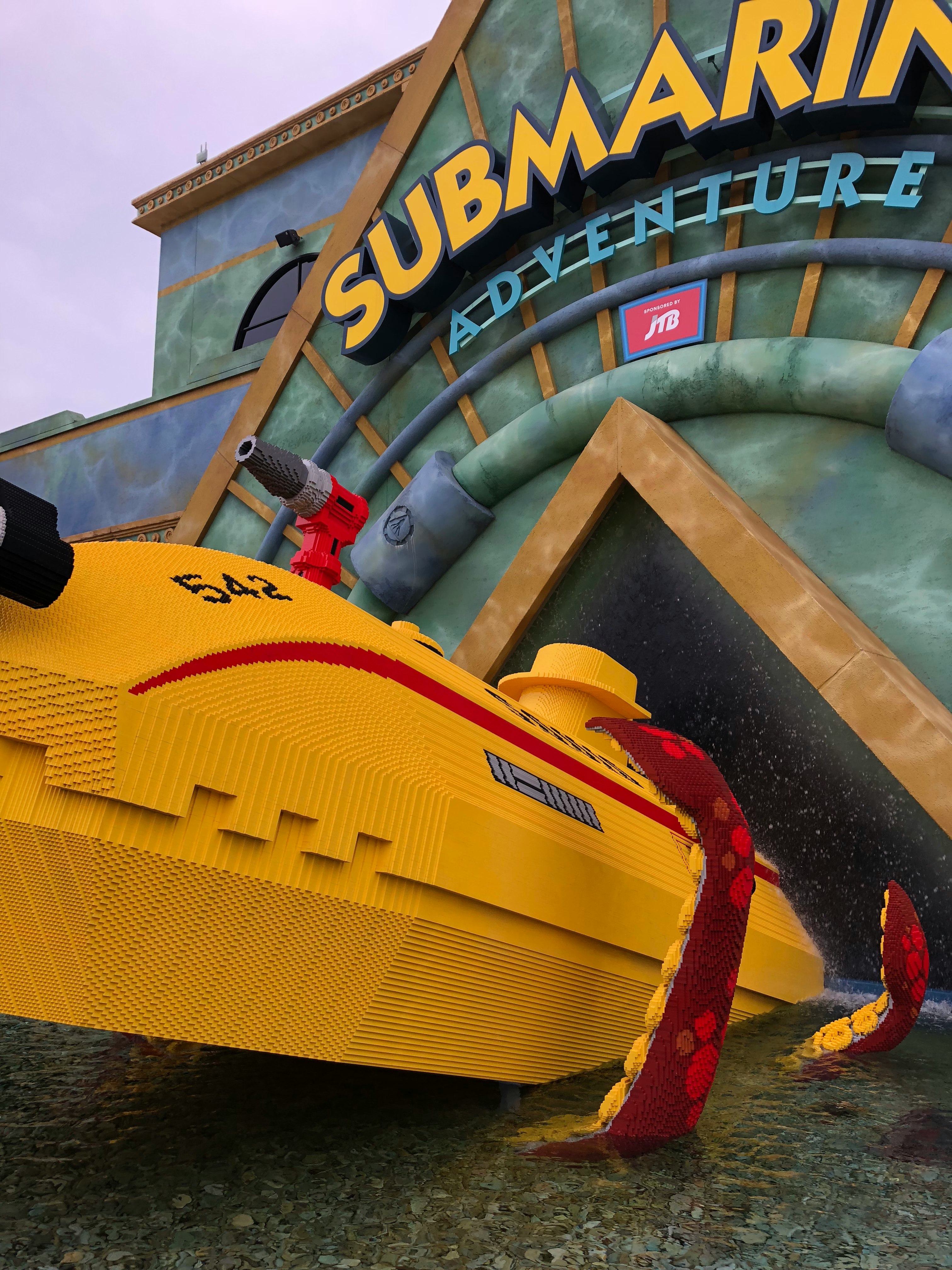 yellow rescue boat and sea adventure attraction