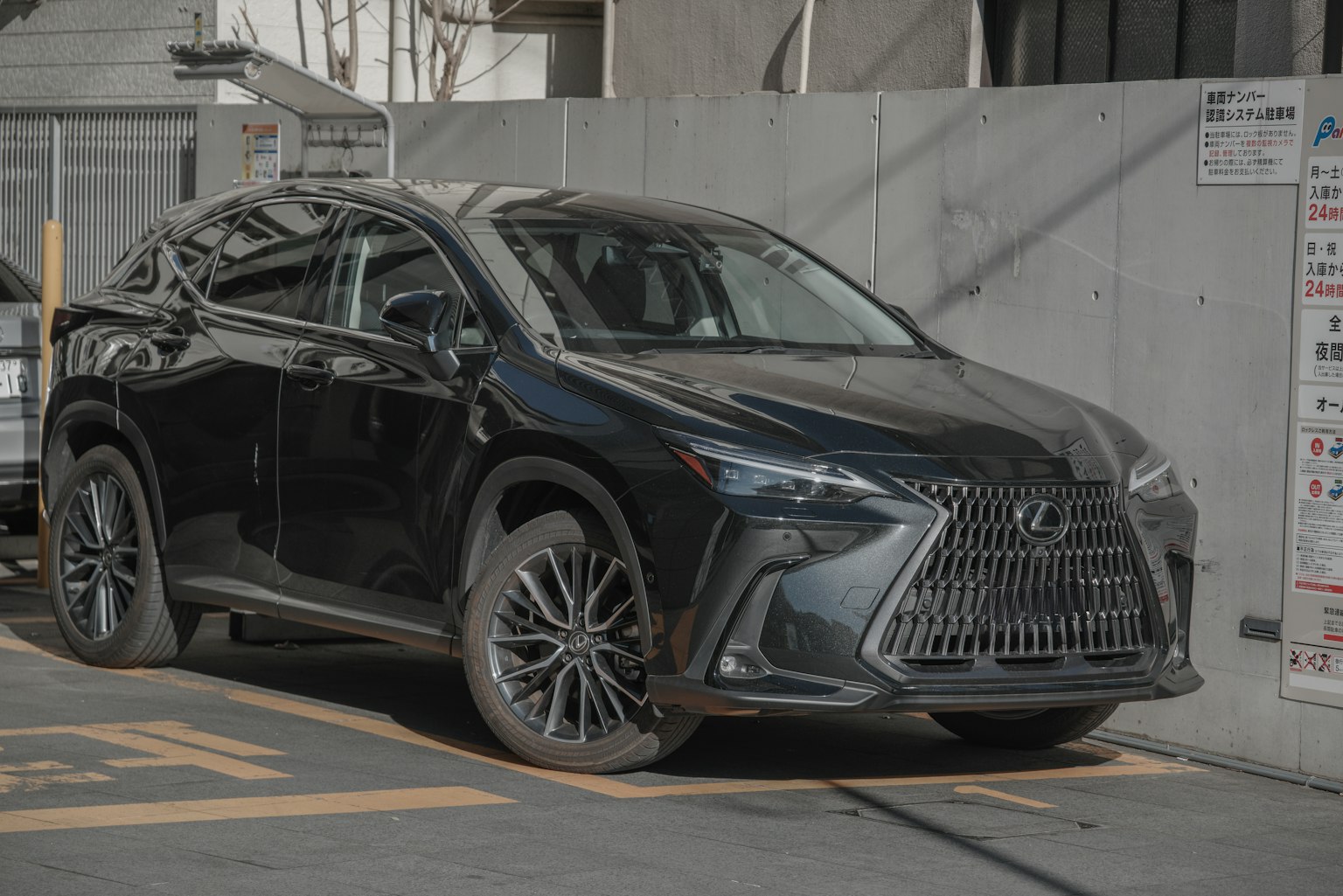 Black Lexus NX parked in a parking lot