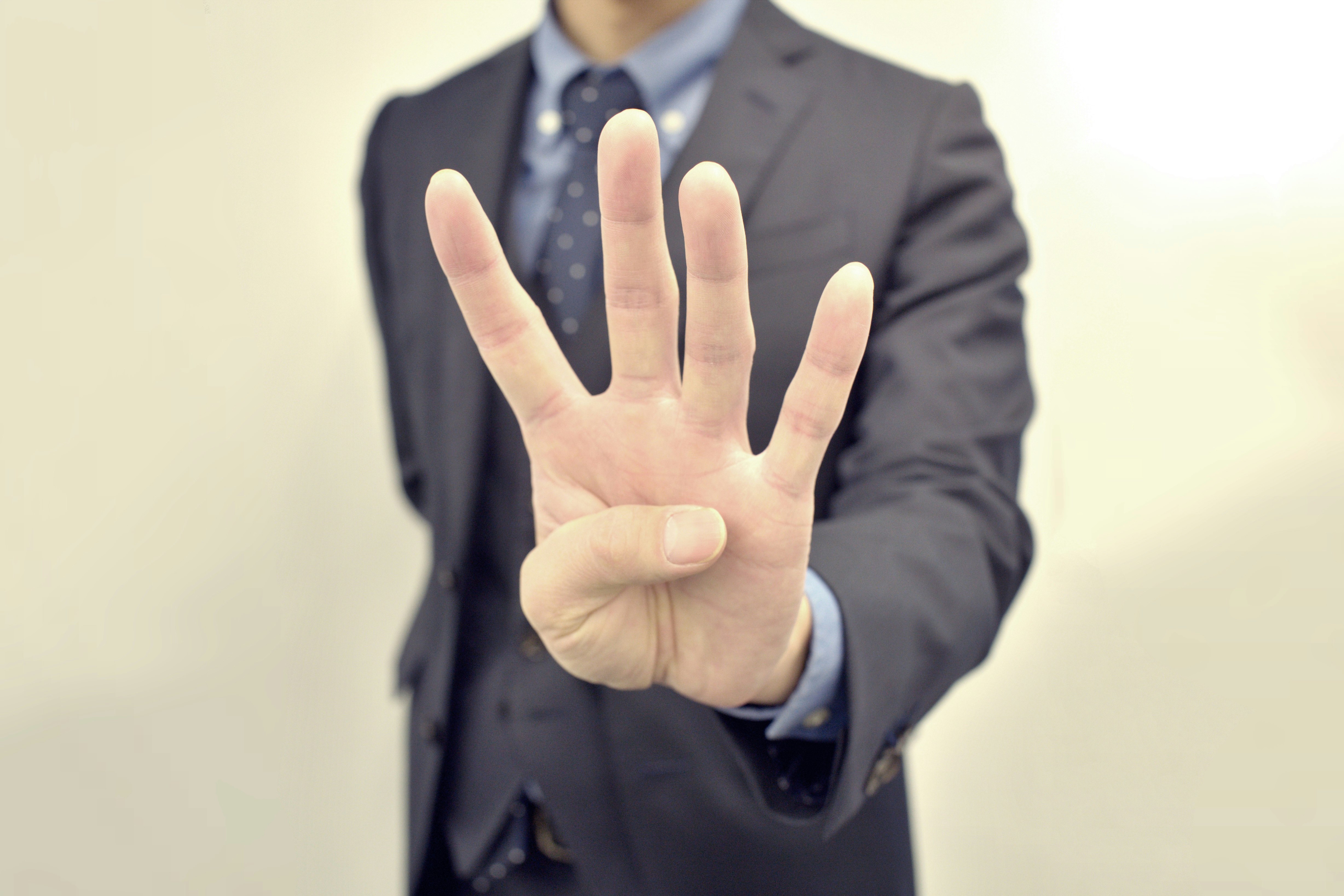 businessman gesture with an open hand