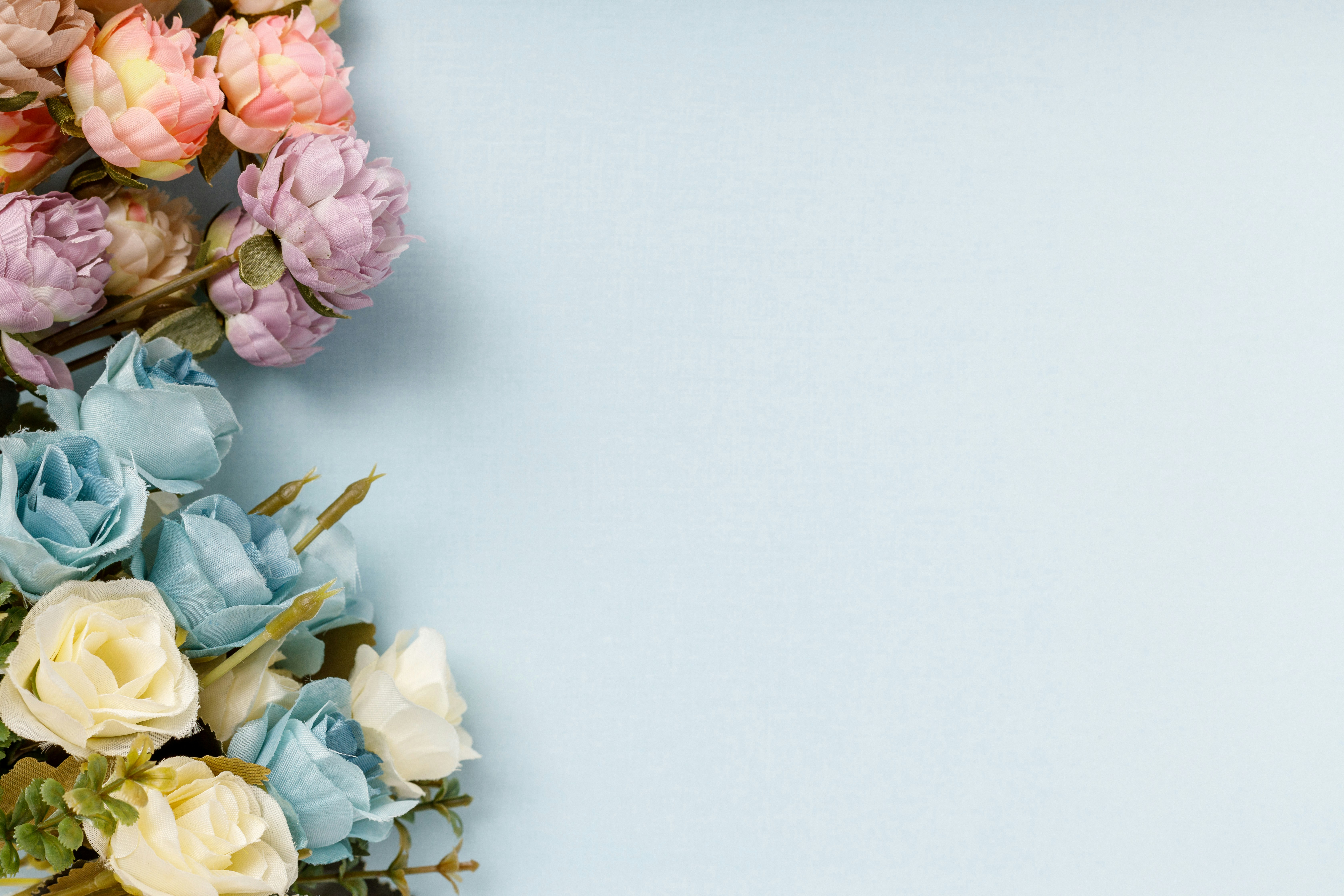 table photo frame of flowers on a white background