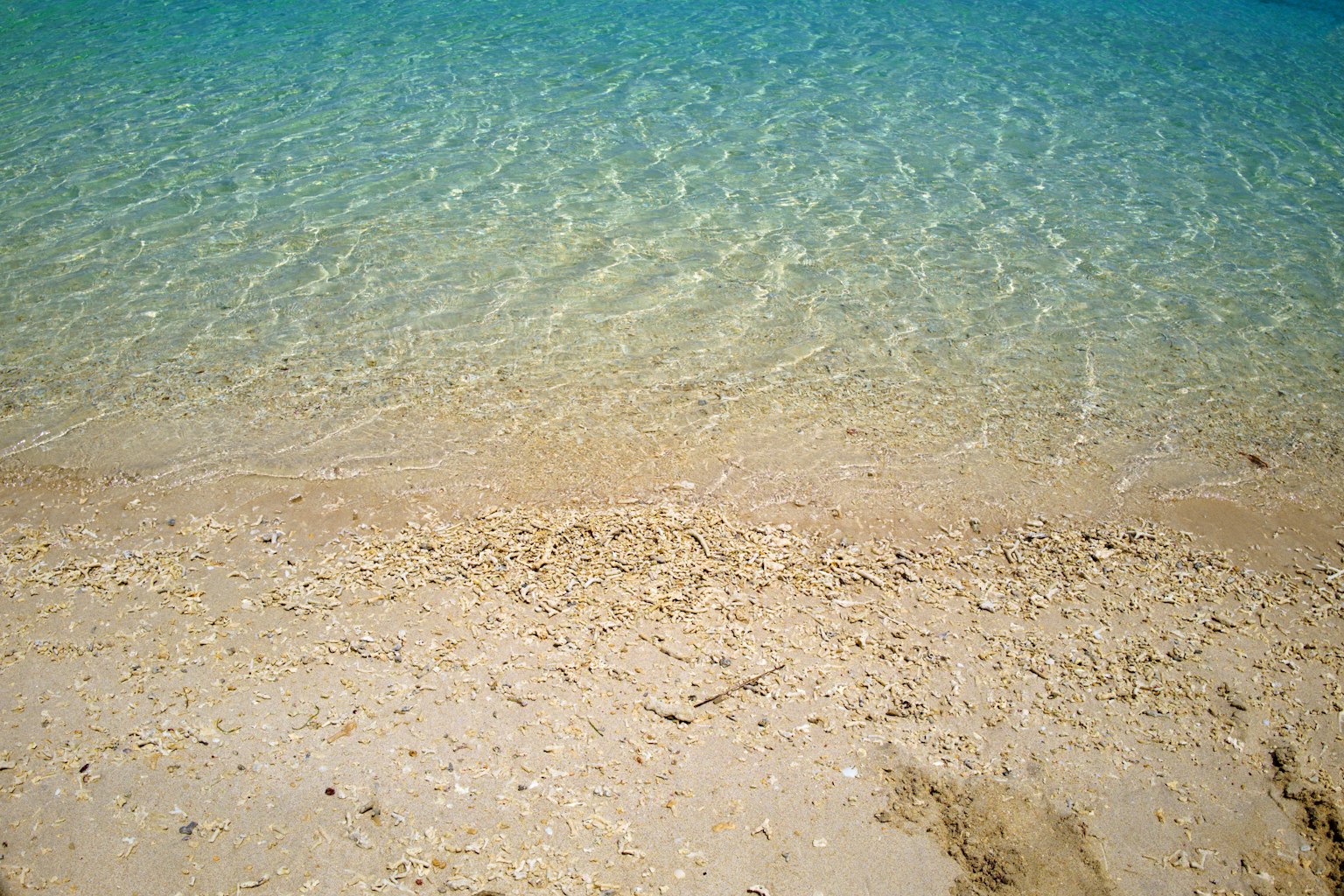 Mer bleue claire avec une plage de sable et des vagues douces