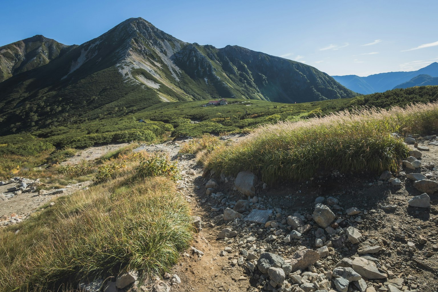 山间小路与绿色草原风景