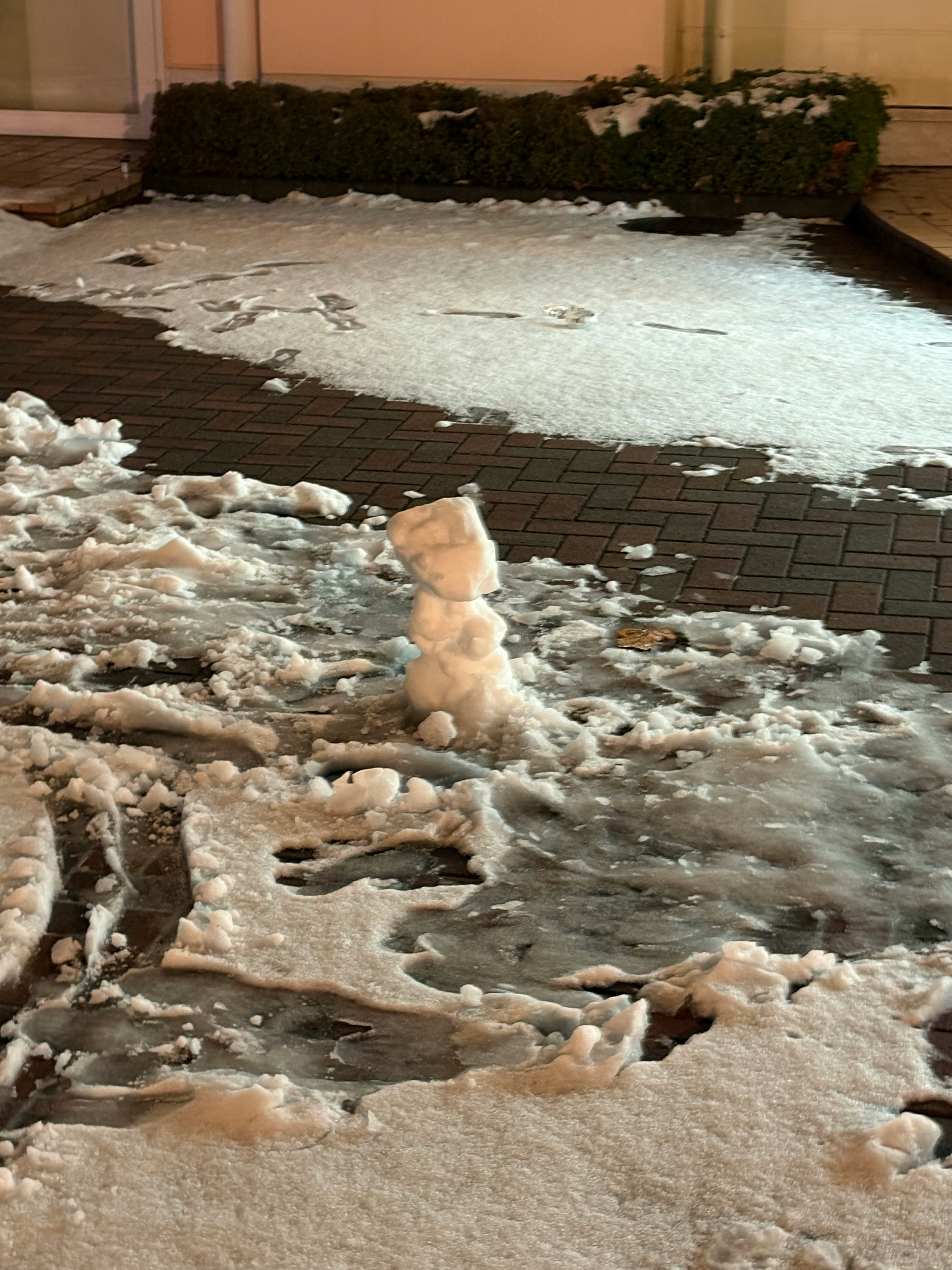 雪のように見える泡が広がる路面の水たまり