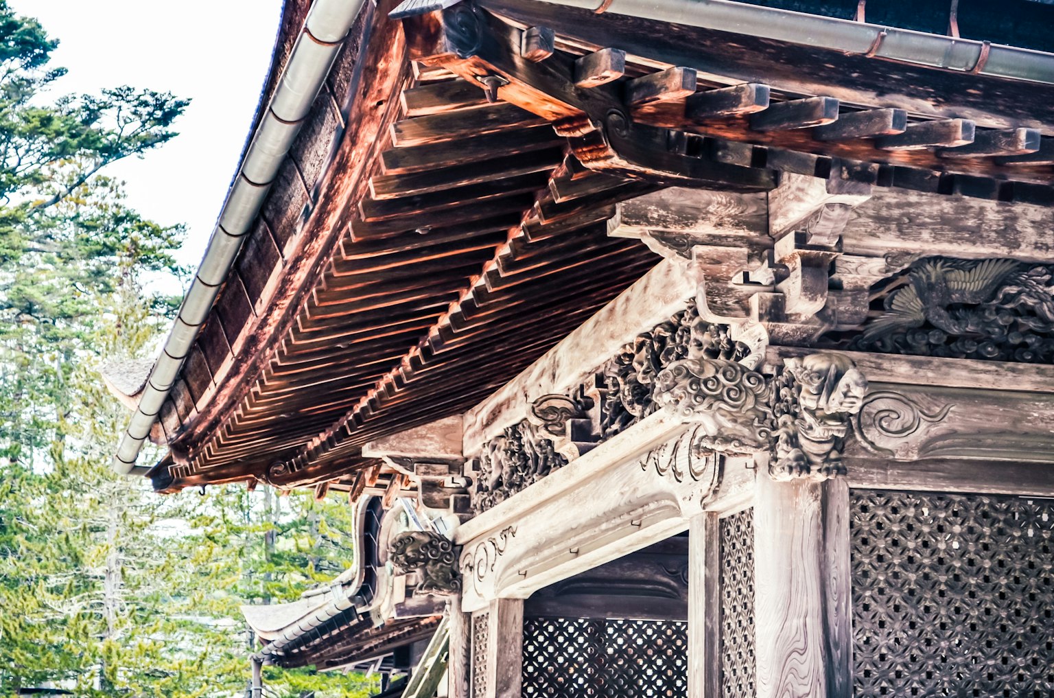 Cận cảnh mái nhà gỗ đẹp với những họa tiết tinh xảo và thiết kế truyền thống