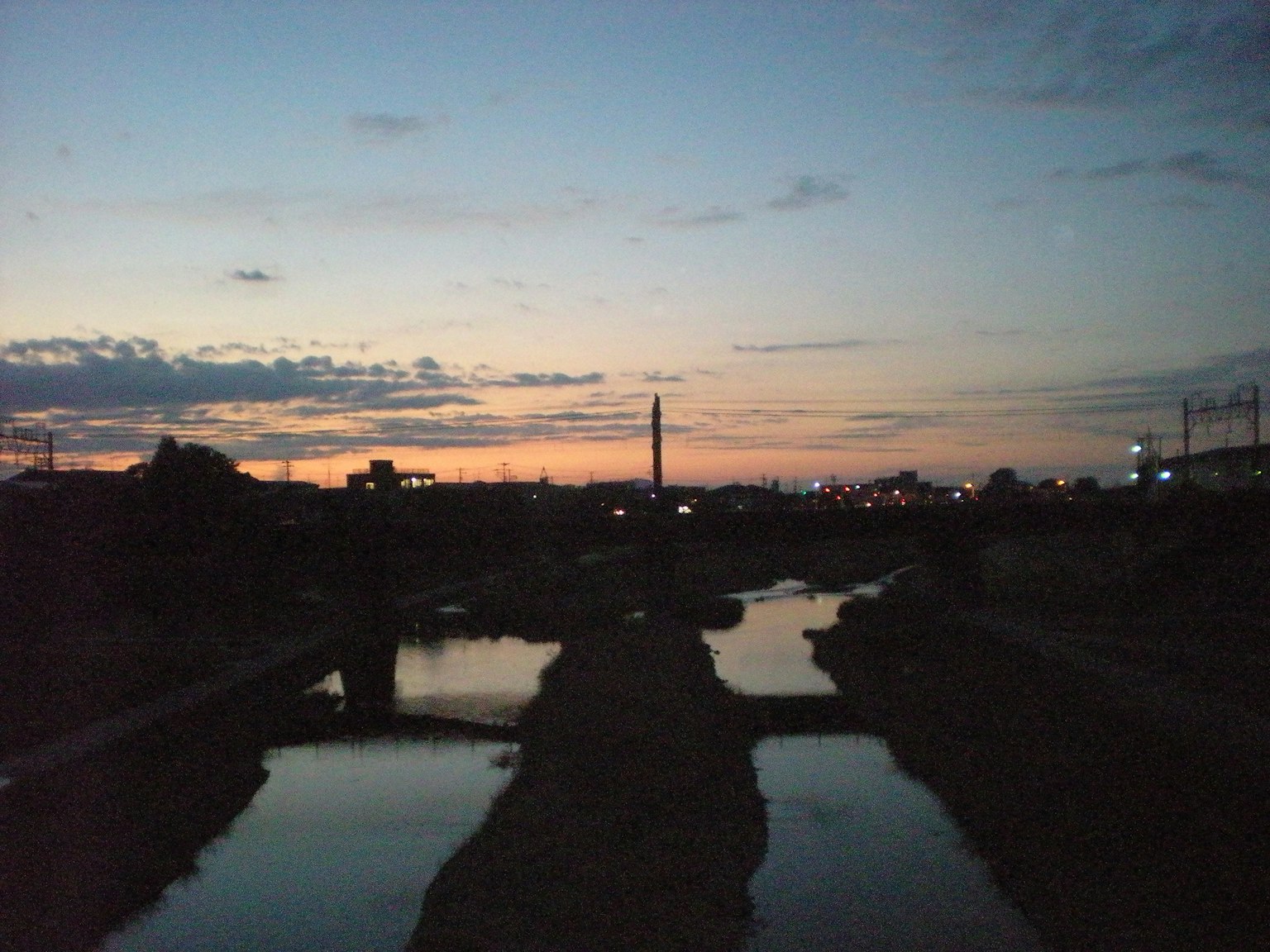 夕阳下河流的美丽景色与多彩的天空