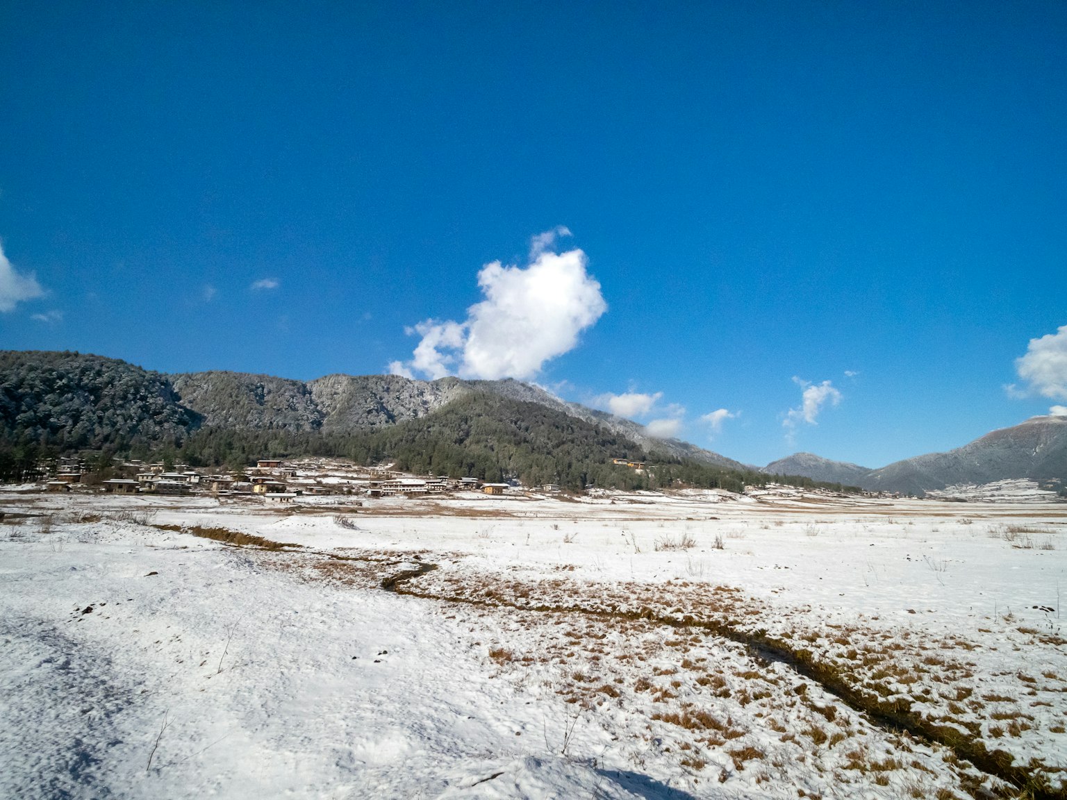 雪覆蓋的風景與藍天下的山脈