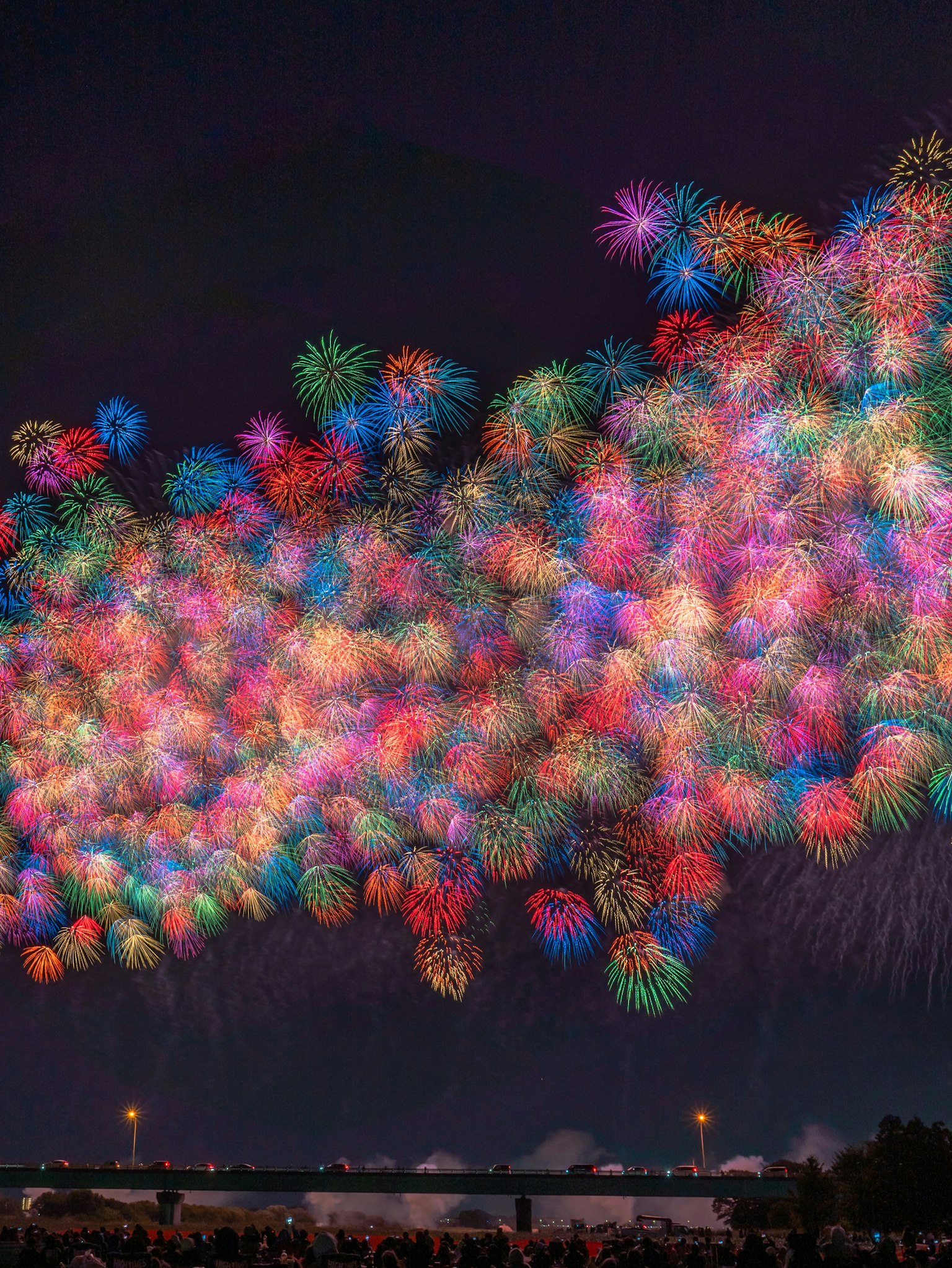 Spectacle de feux d'artifice colorés dans le ciel nocturne