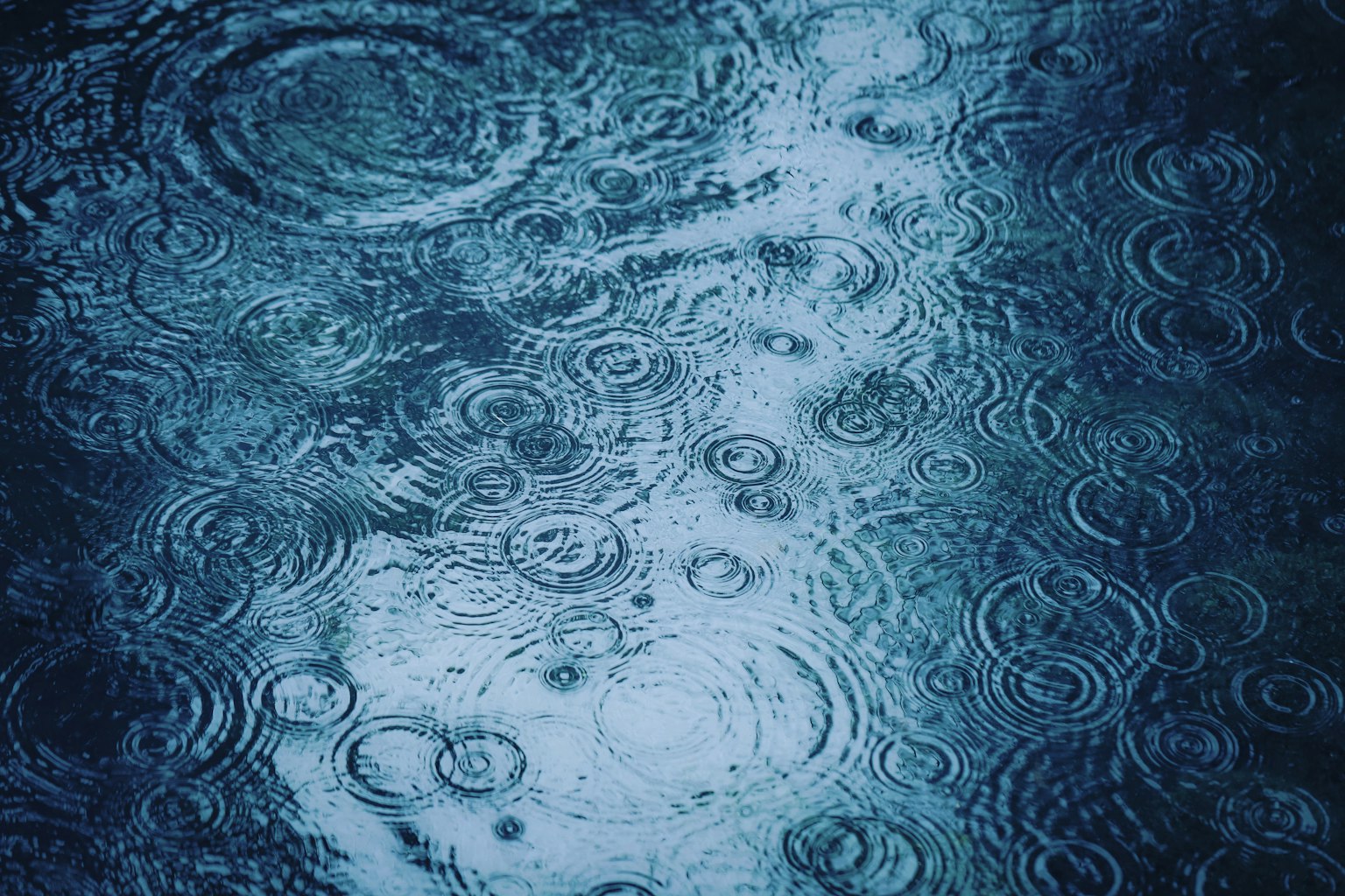Ondes et reflets dans une flaque de pluie