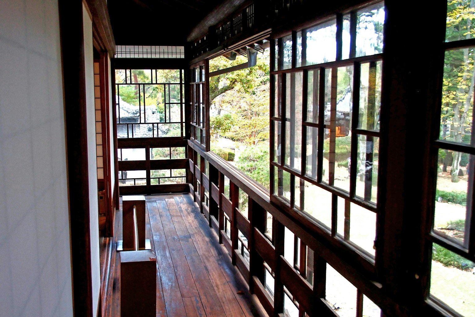 Interior view of a traditional Japanese building corridor