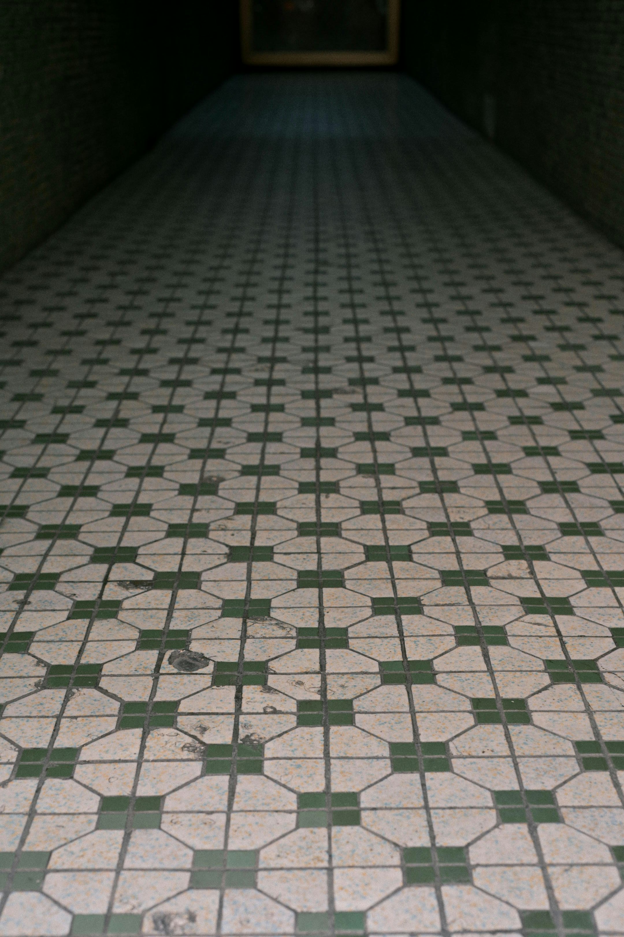 geometric pattern on a tiled floor